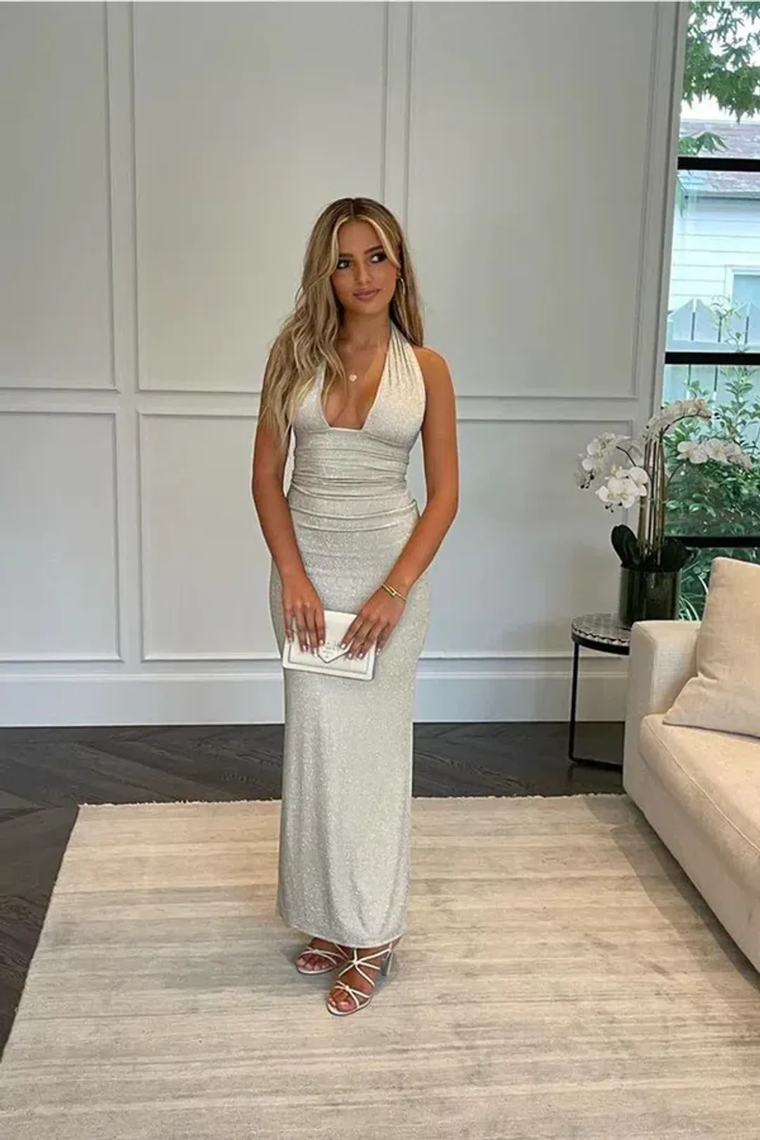 Deconduarte Astor Glitter Maxi Silver Size AU 8 for rent on The Volte - main image