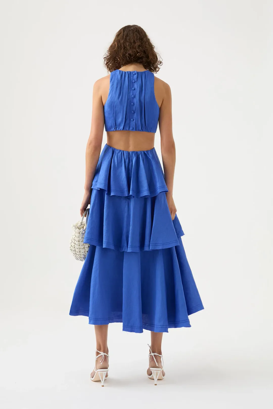 Aje Wave Cut Out Ring Midi Dress Blue Size AU 6 for rent on The Volte - main image