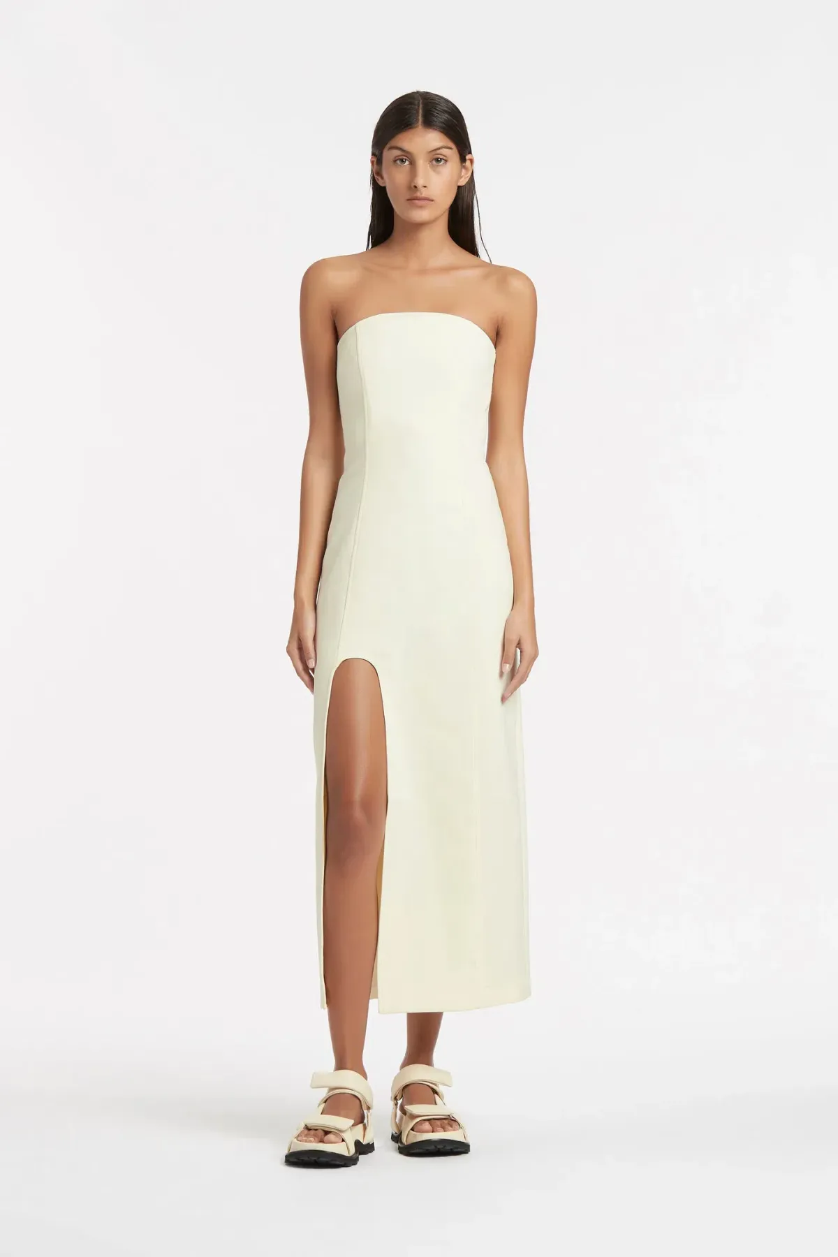Sir The Label Marco Structured Midi Dress In Lemon Yellow Size 1 / AU 8 - Image 1