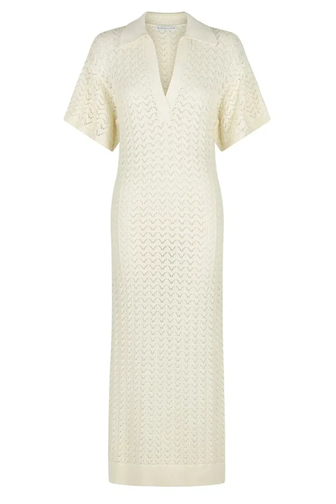 Shona Joy Mikala Crochet Polo Midi Dress Coconut Size M / AU 10 for rent on The Volte - main image