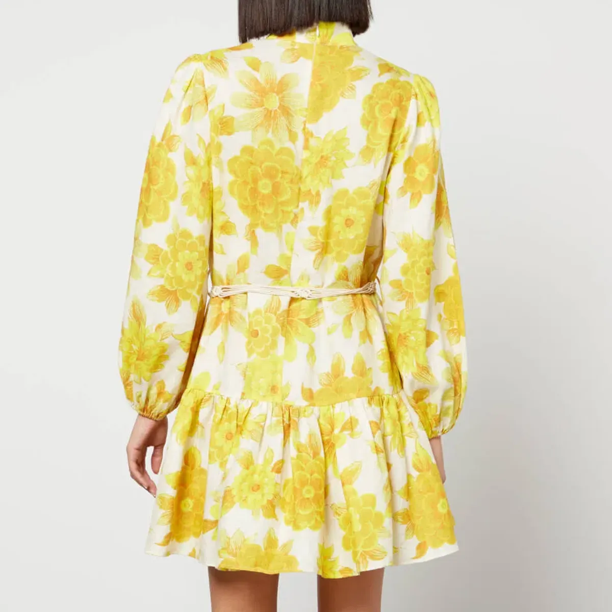 Alemais Sonny Linen Mini Dress Floral Print Size AU 10 - Image 3