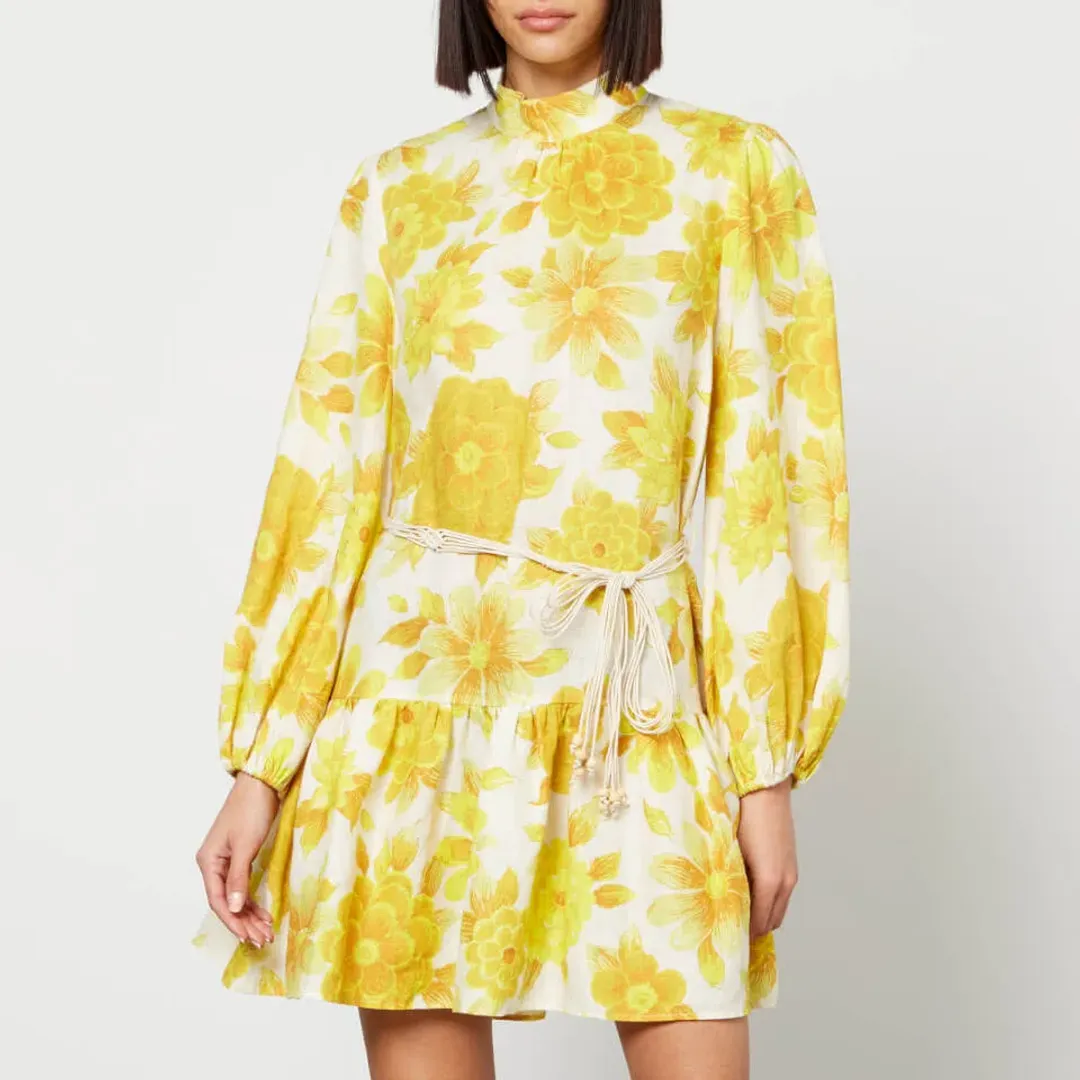 Alemais Sonny Linen Mini Dress Floral Print Size AU 10 for rent on The Volte - main image