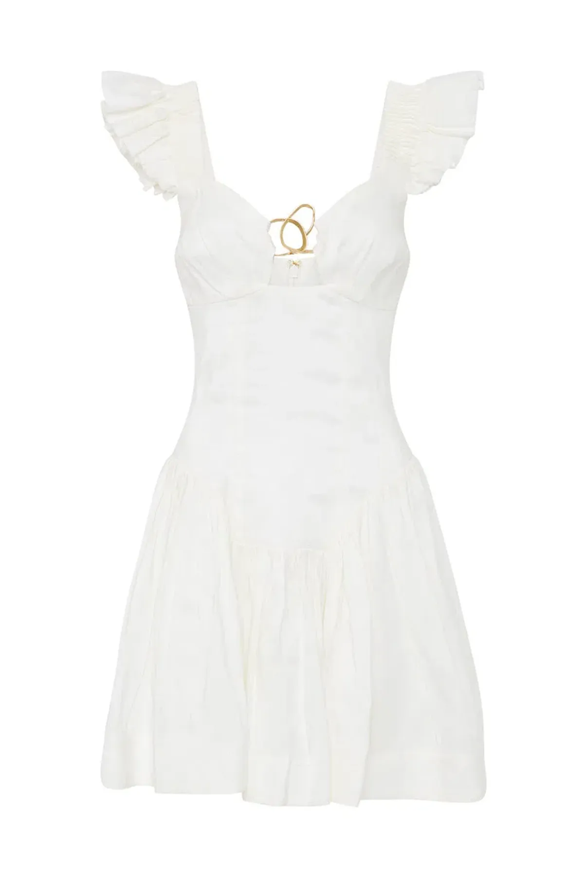 AJE Simone Frill Sleeve Mini Dress Ivory Size 8 (Altered to Size 6) - Image 4