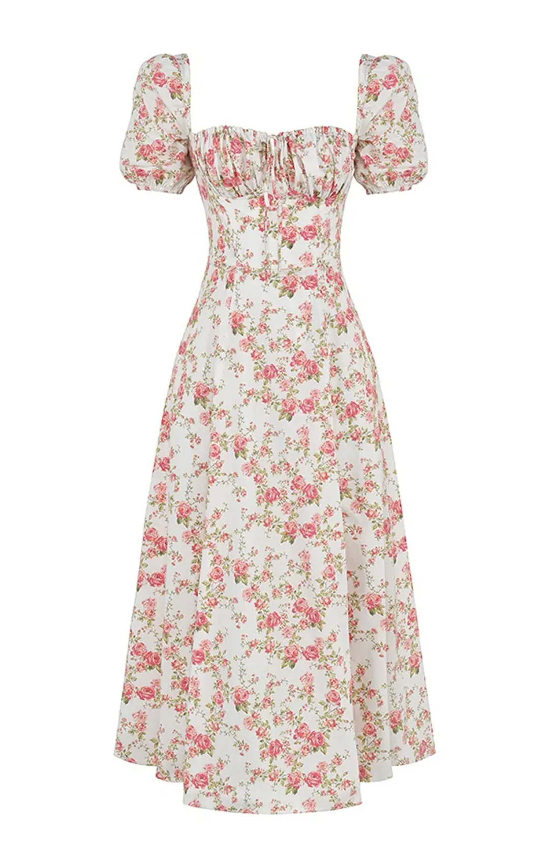 House of CB Rose Print Puff Sleeve Midi Sundress Floral Size L/AU 12 for rent on The Volte - main image