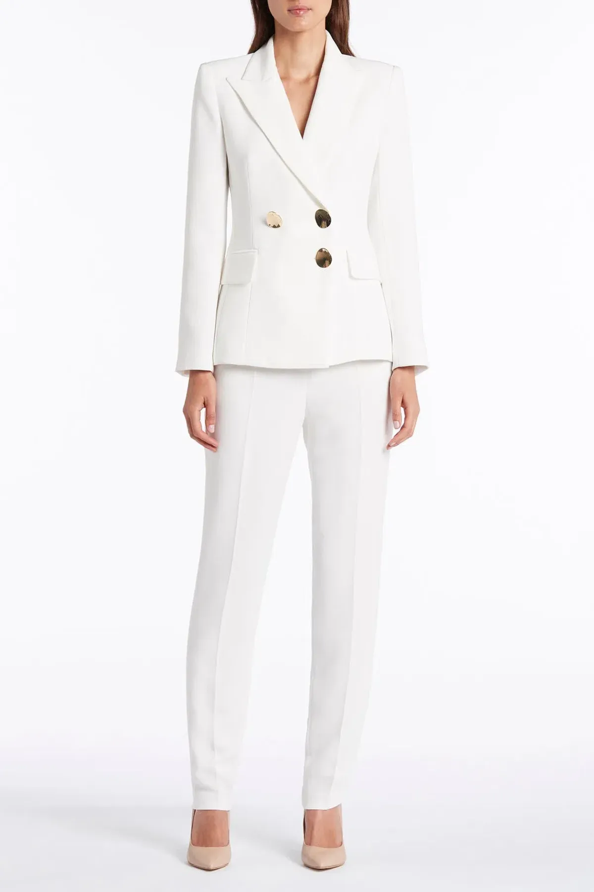 Carla Zampatti  Long Line Jacket and Pants White Size 10 - Image 1