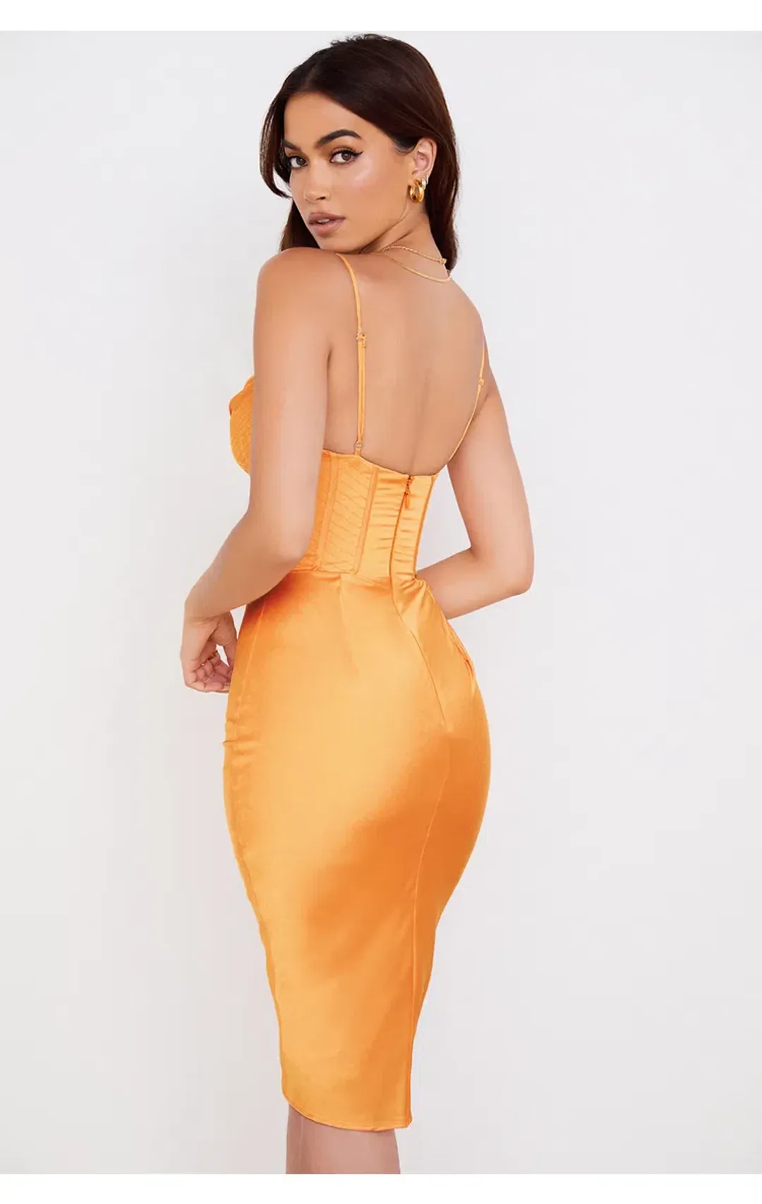House of CB Myrna Corset Midi Dress Orange Size S/AU 8 for rent on The Volte - main image