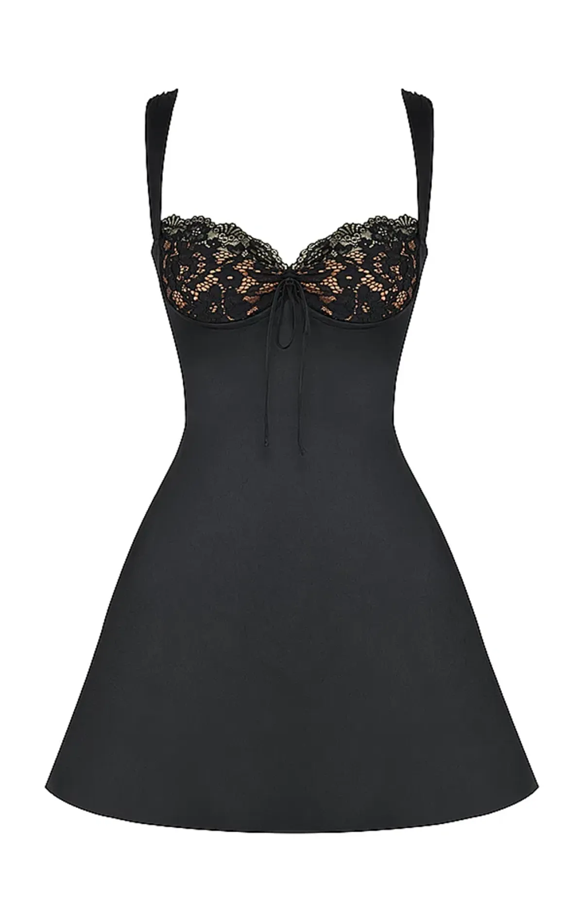 House of CB Adriana Satin and Lace Mini Dress Black Size S/AU 8 - Image 7