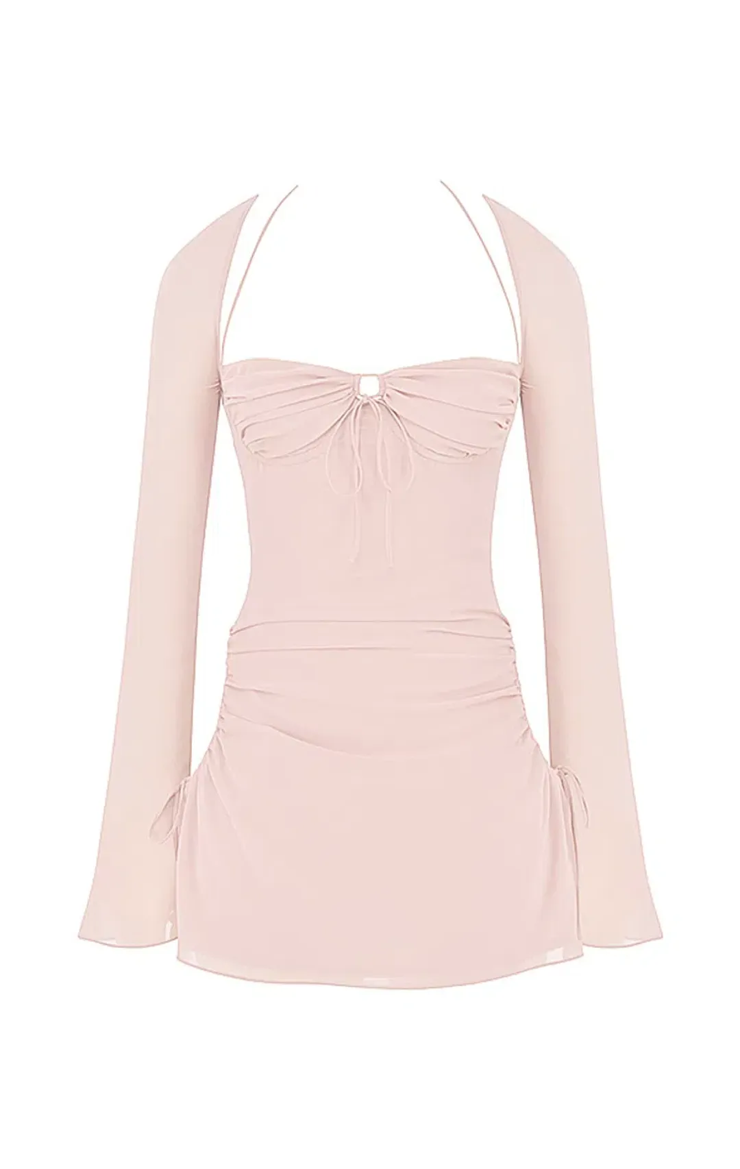 House of CB Baby Chiffon Cutout Halter Mini Dress Pink Quartz Size XS/AU 6 for rent on The Volte - main image