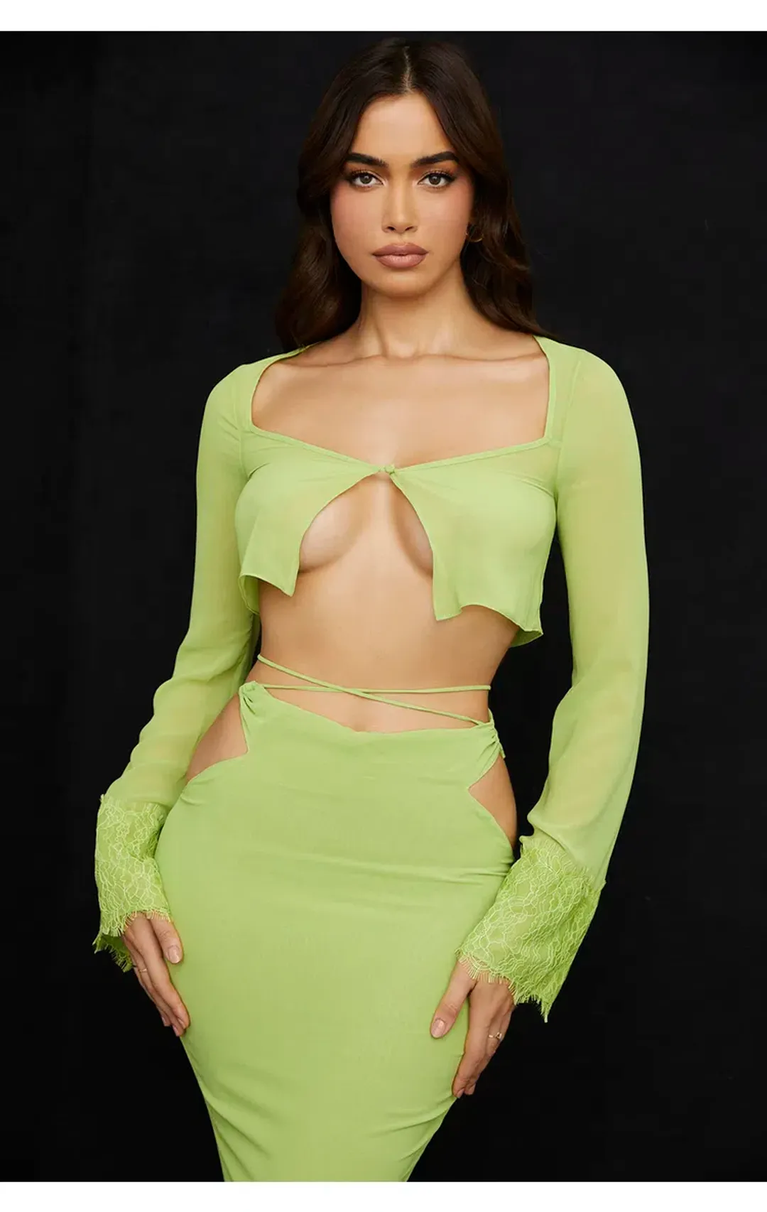 House of CB Tara top and Madeline Skirt Set Green Size S/Au 8  for rent on The Volte - main image