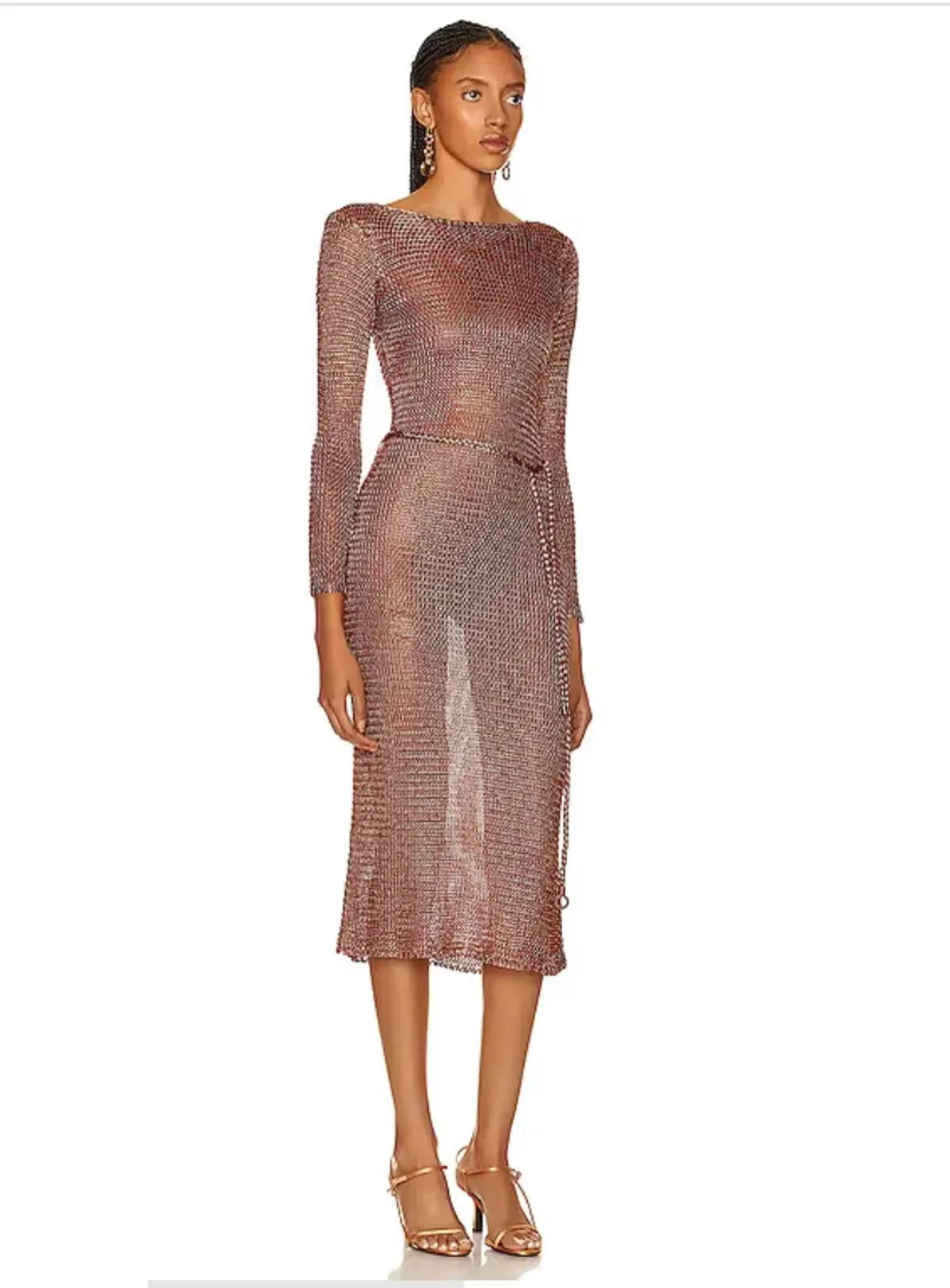 Zimmermann Lurex Knit Midi Dress Matte Rose Size 8 - Image 2