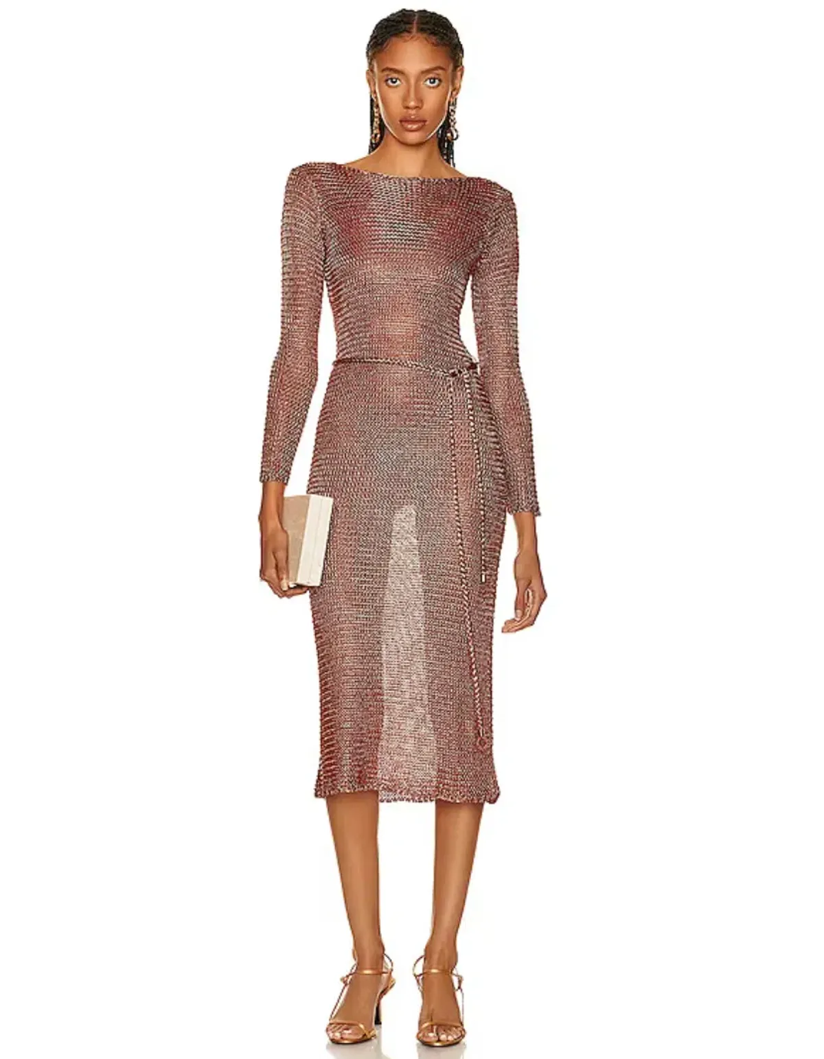 Zimmermann Lurex Knit Midi Dress Matte Rose Size 8 - Image 1