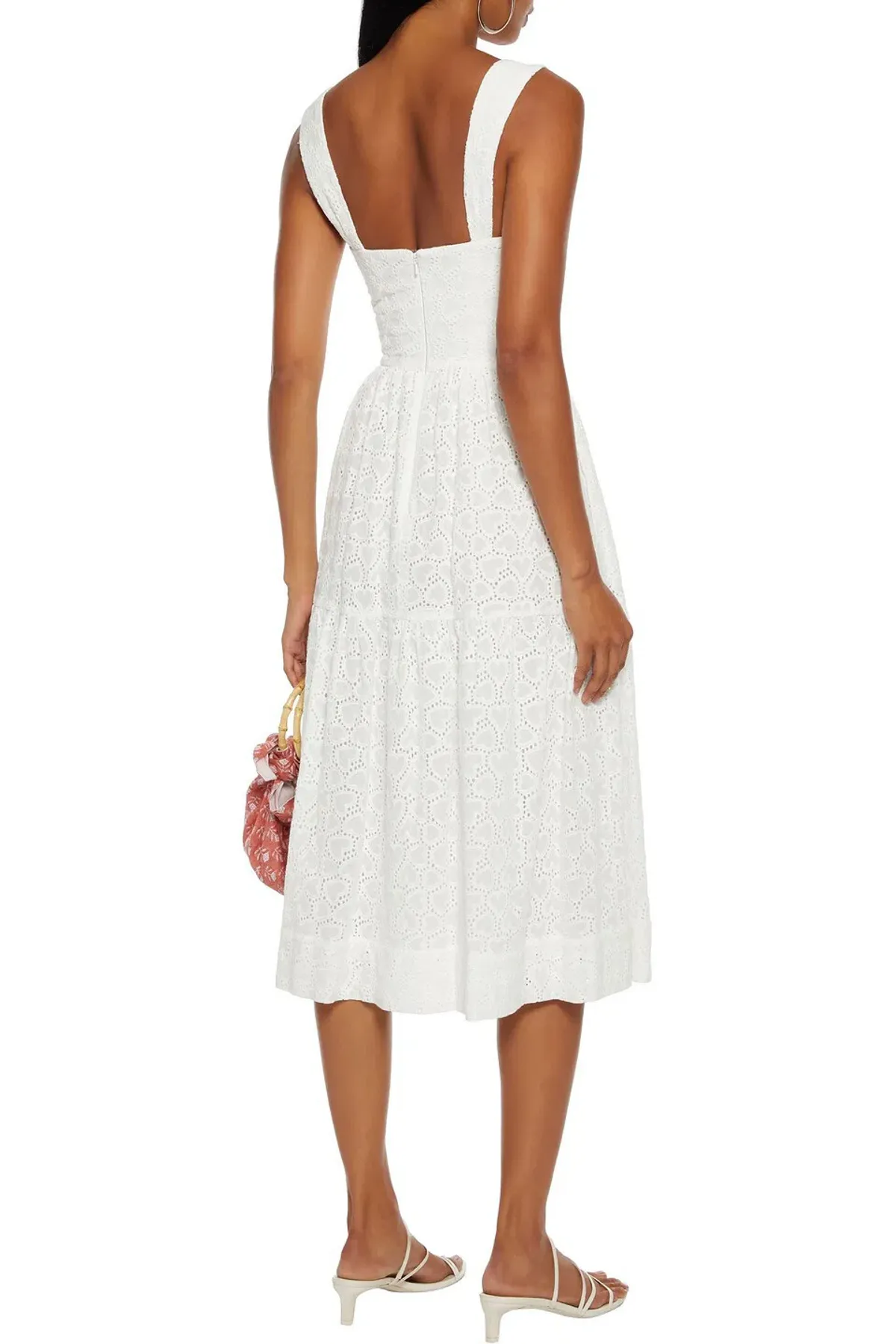 Rebecca Vallance Valentina Broderie Anglaise Cotton Midi Dress Ivory Size AU 6 - Image 2