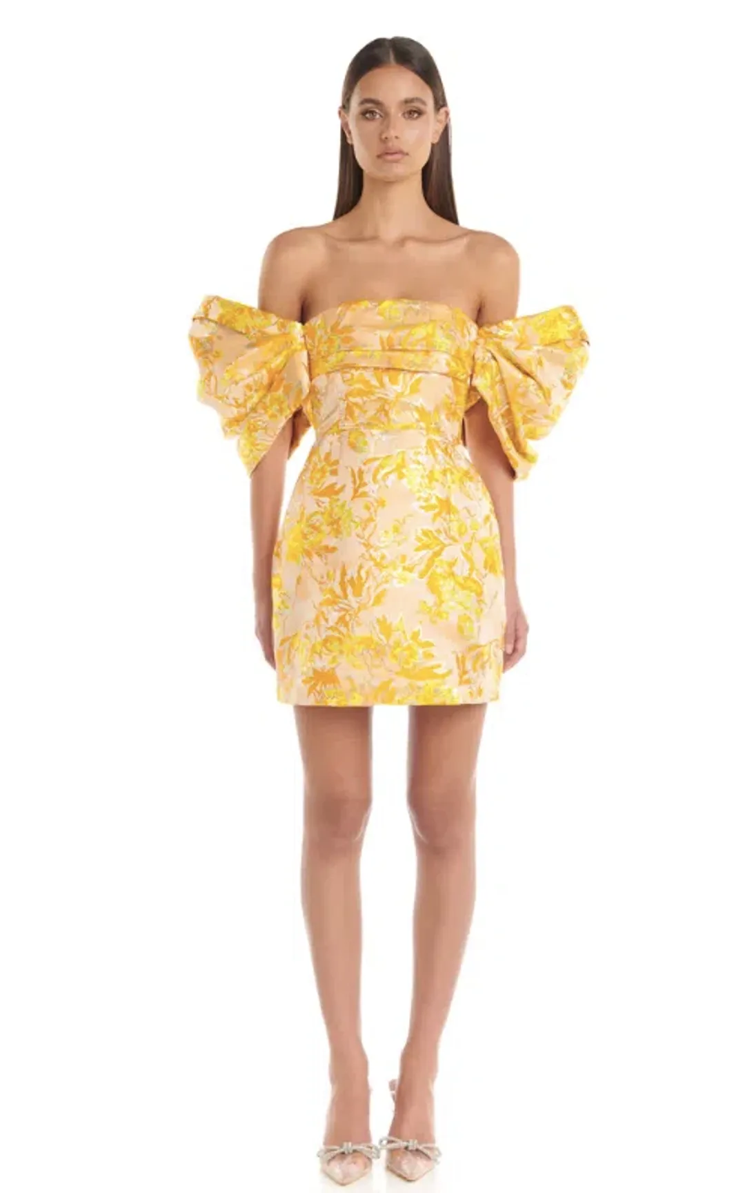 Eliya The Label Raquel Dress Floral Yellow Size AU 10  for rent on The Volte - main image