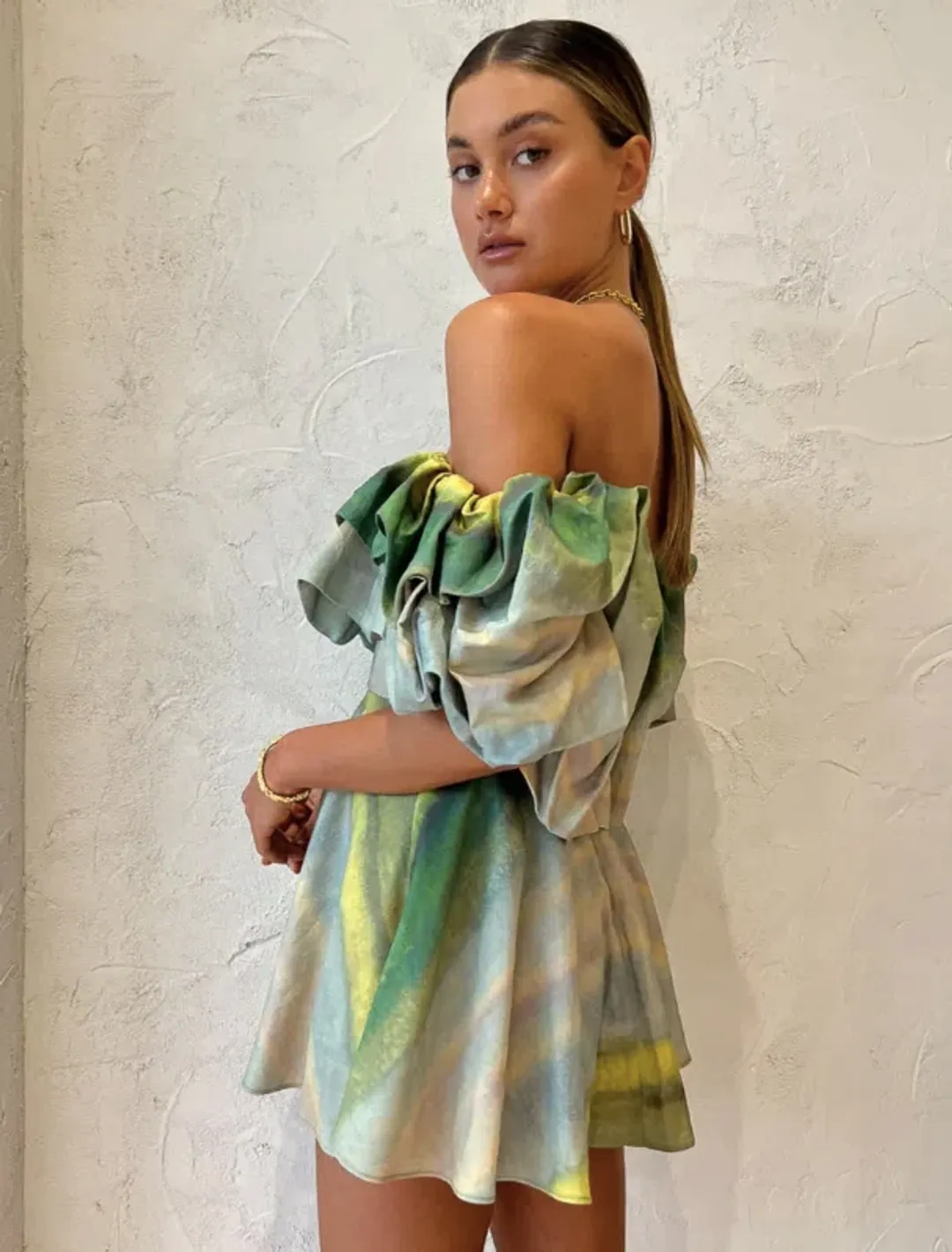 Acler Cumberland Mini Dress Green Size AU 10 for rent on The Volte - main image