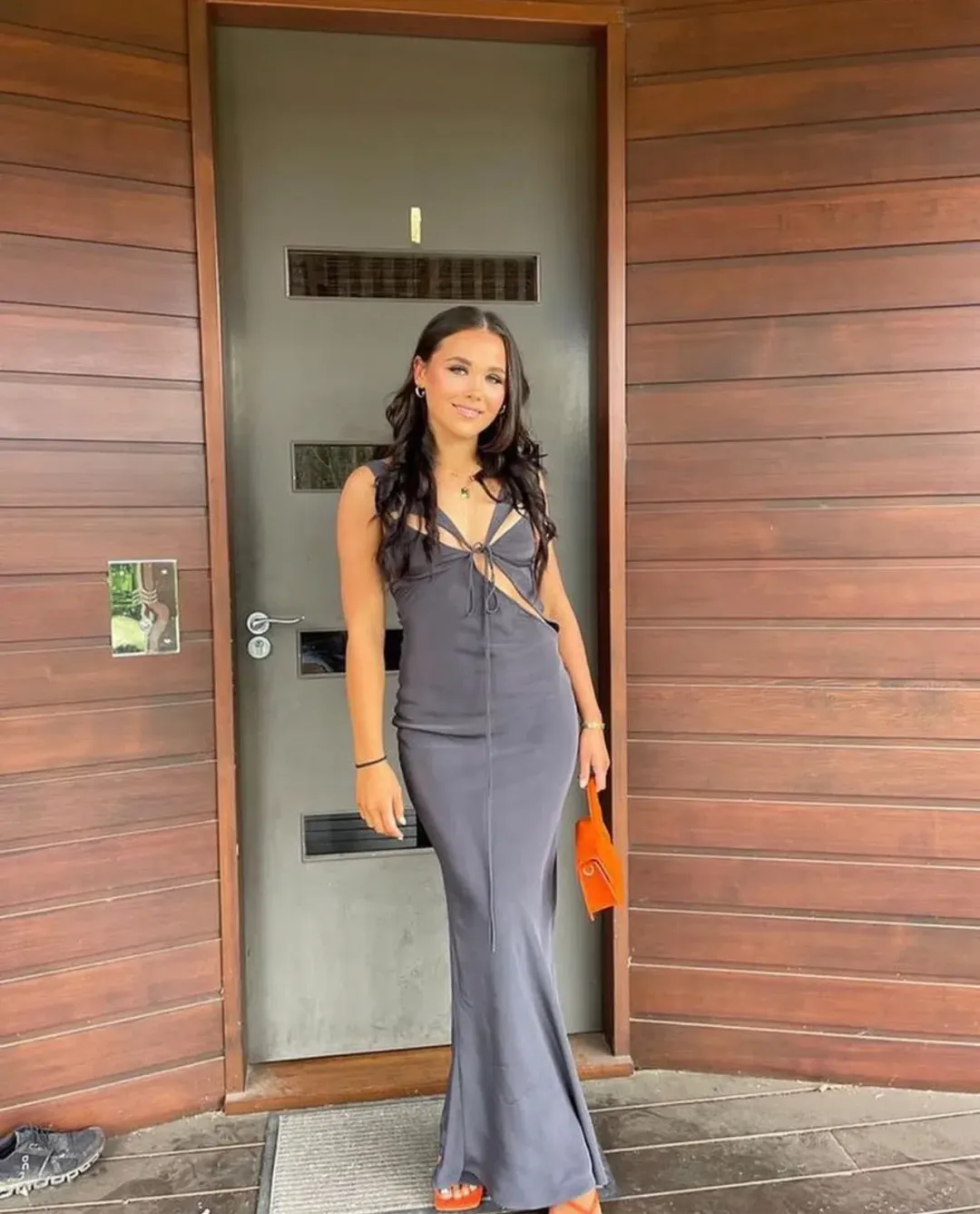 Christopher Esber Triquetra Contoured Tank Dress Grey Size 8 for rent on The Volte - main image