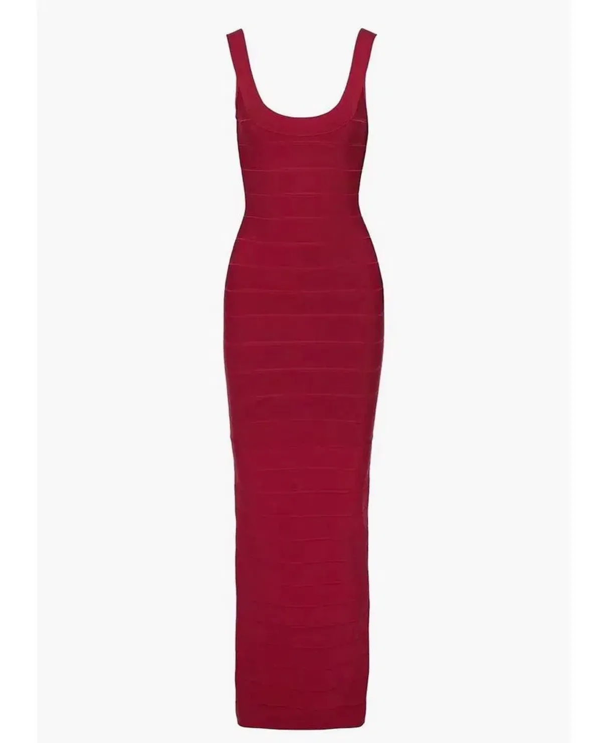 Herve Leger Cranberry Round Neck Gown Red Size Small - Image 4