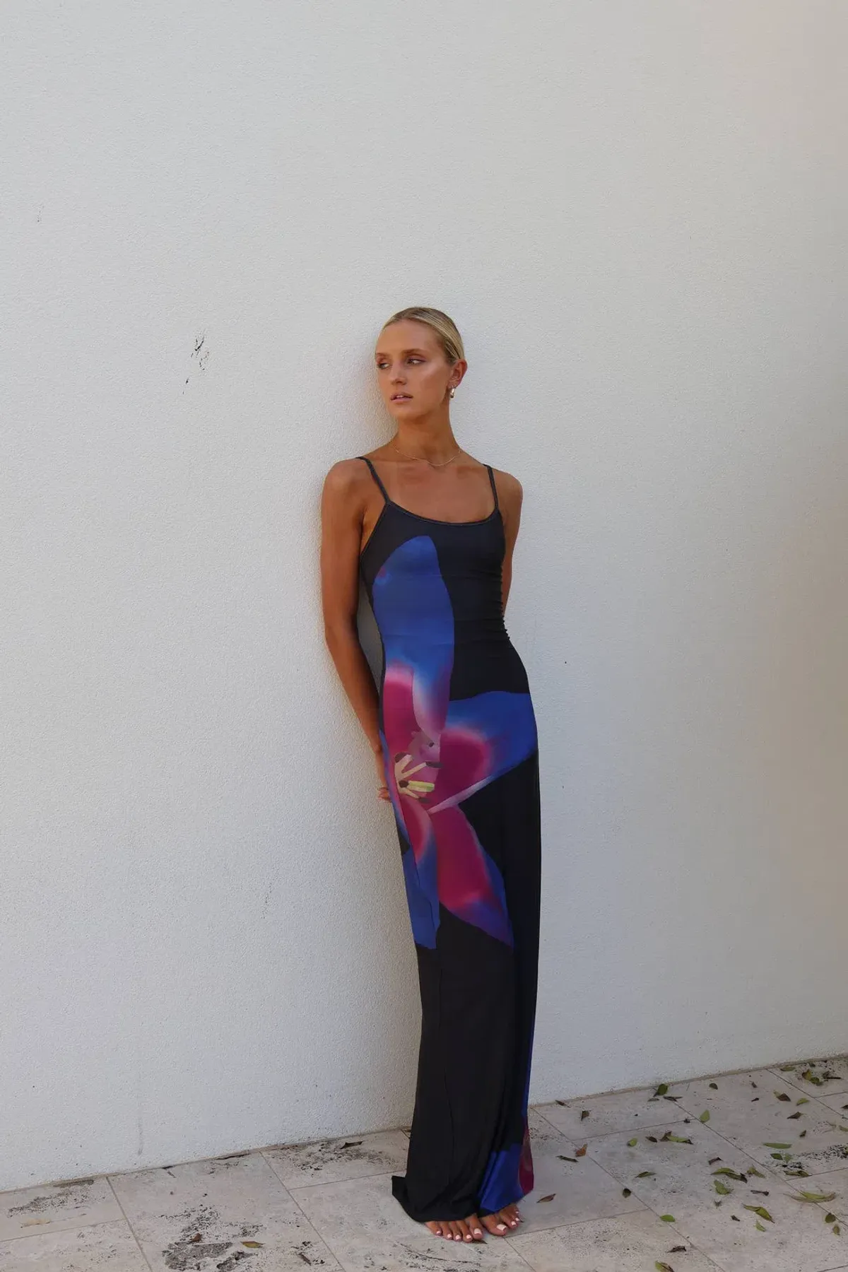 With Harper Lu Midnight Lily Floral Slip Dress Size M/Au 10 - Image 12