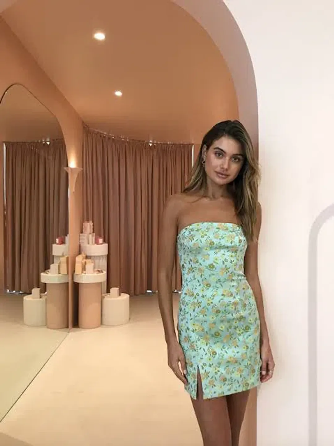 Bec & Bridge Cali Cruisin Mini Dress Green Floral Size S / Au 8 for rent on The Volte - main image