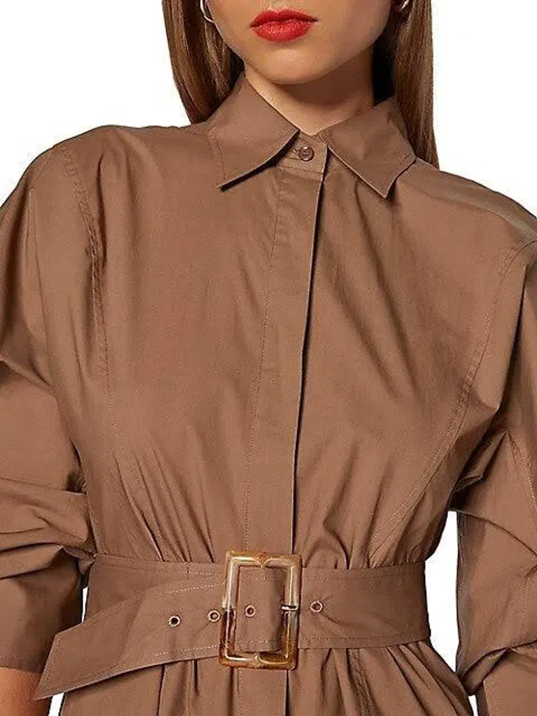 Scanlan Theodore Cotton Trench Midi Dress Cashew Size S / Au 8 for rent on The Volte - main image