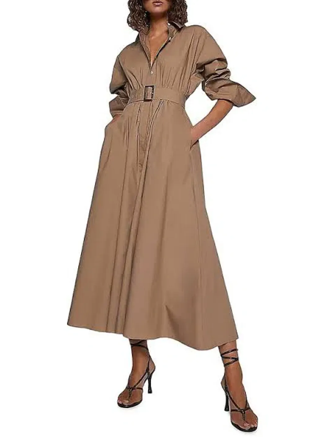 Scanlan Theodore Cotton Trench Midi Dress Cashew Size S / Au 8 for rent on The Volte - main image