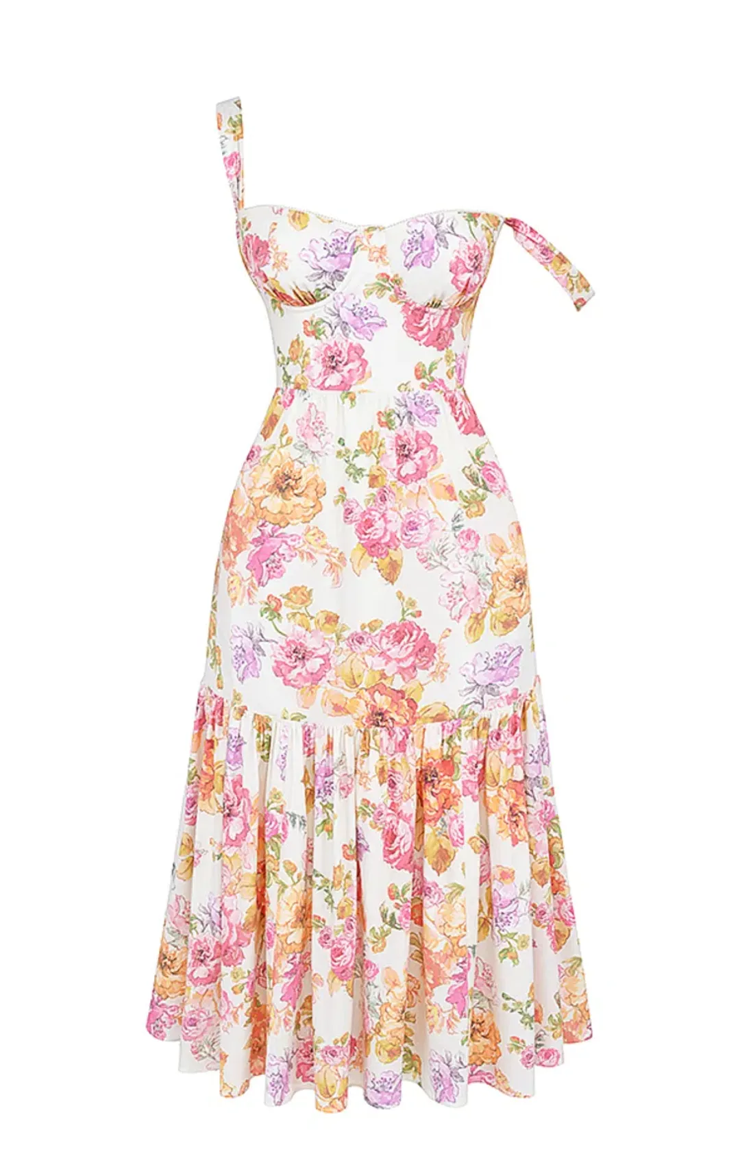 House of CB Elia Midi Dress Ivory Floral Size L / Au 12 (+cup) for rent on The Volte - main image