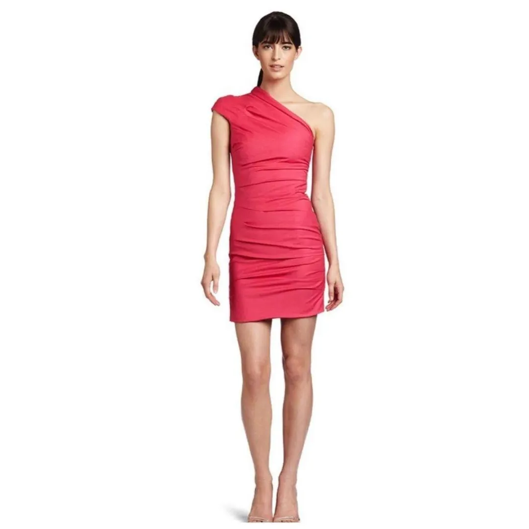 Camilla and Marc Low Rider One Shoulder Mini Dress Pink Size 10 for rent on The Volte - main image