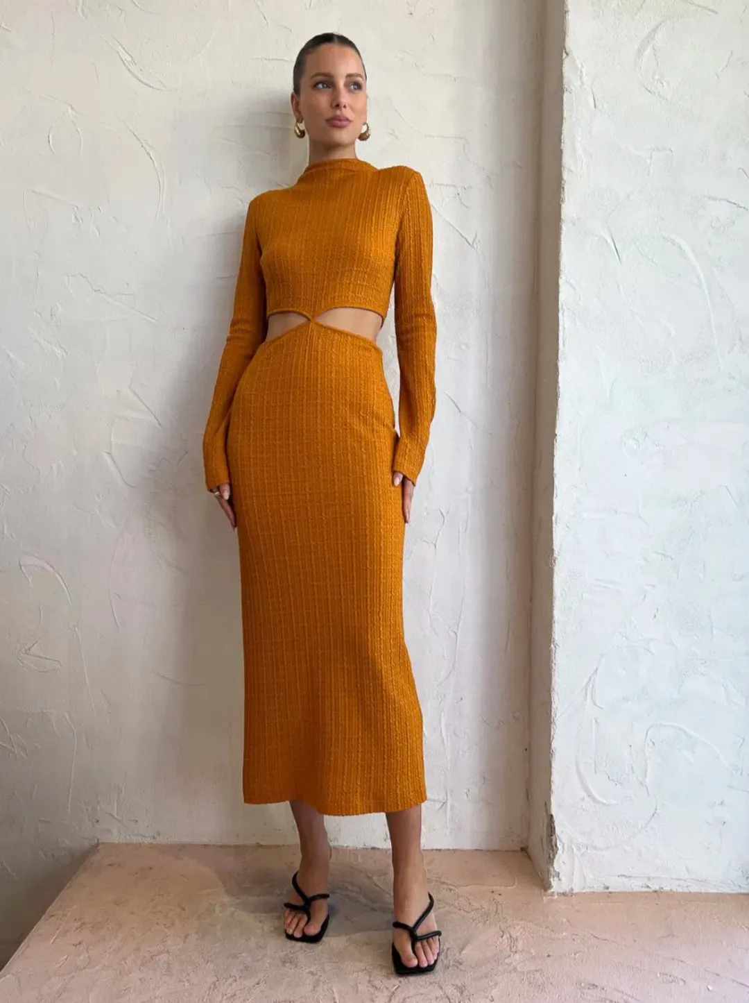 Camilla And Marc Nemesia Long Sleeve Dress in Burnt Orange Size 8 for rent on The Volte - main image