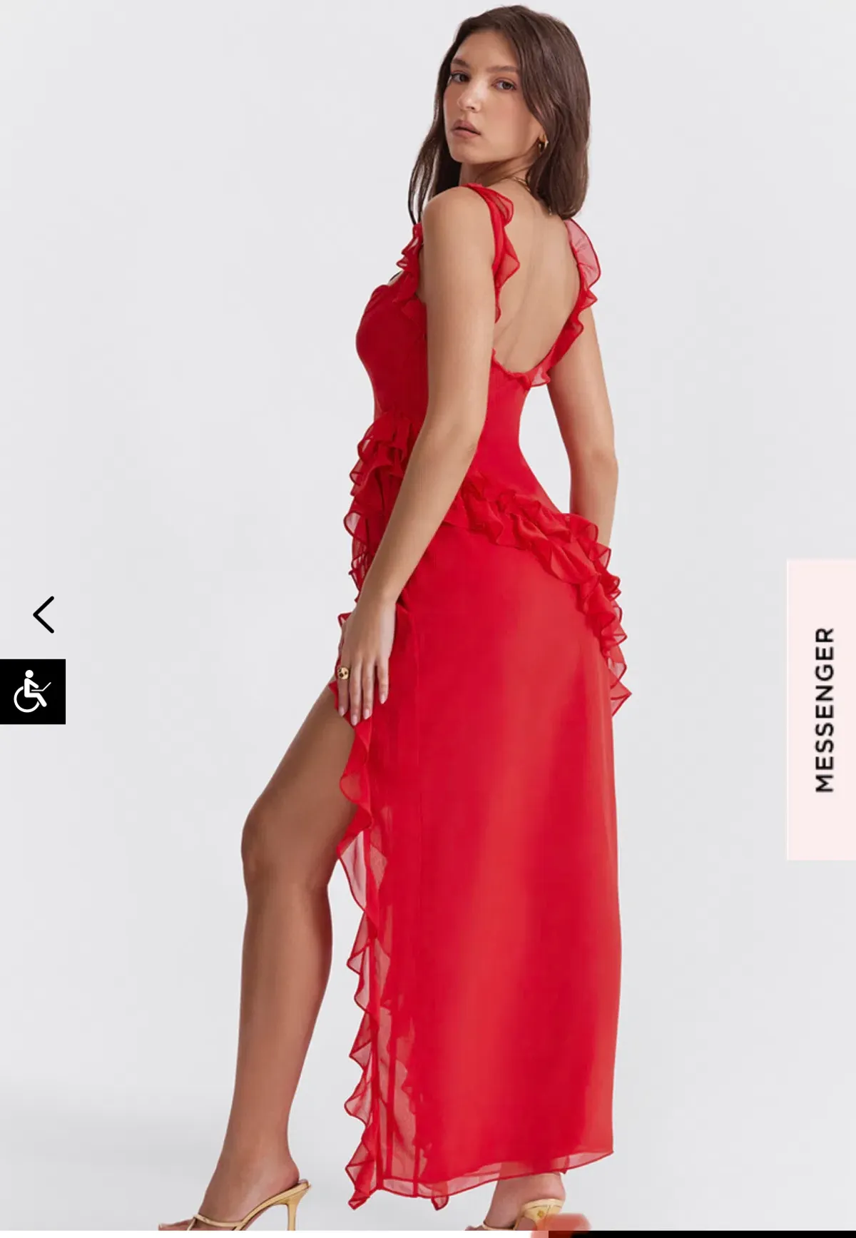 House Of Cb Ariela Red Ruffle Backless Dress Cherry In Size S/Au 8 - Image 9