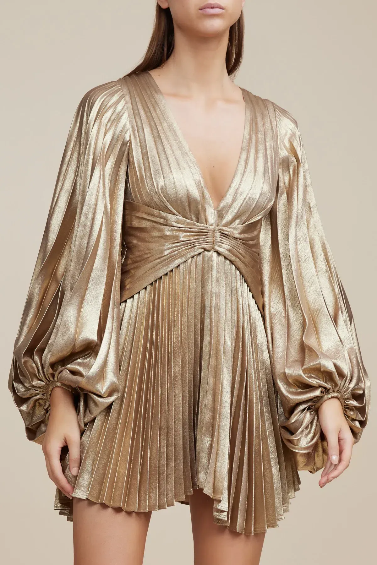 Acler Geneva Mini Dress Metallic Gold Size 6 - Image 5