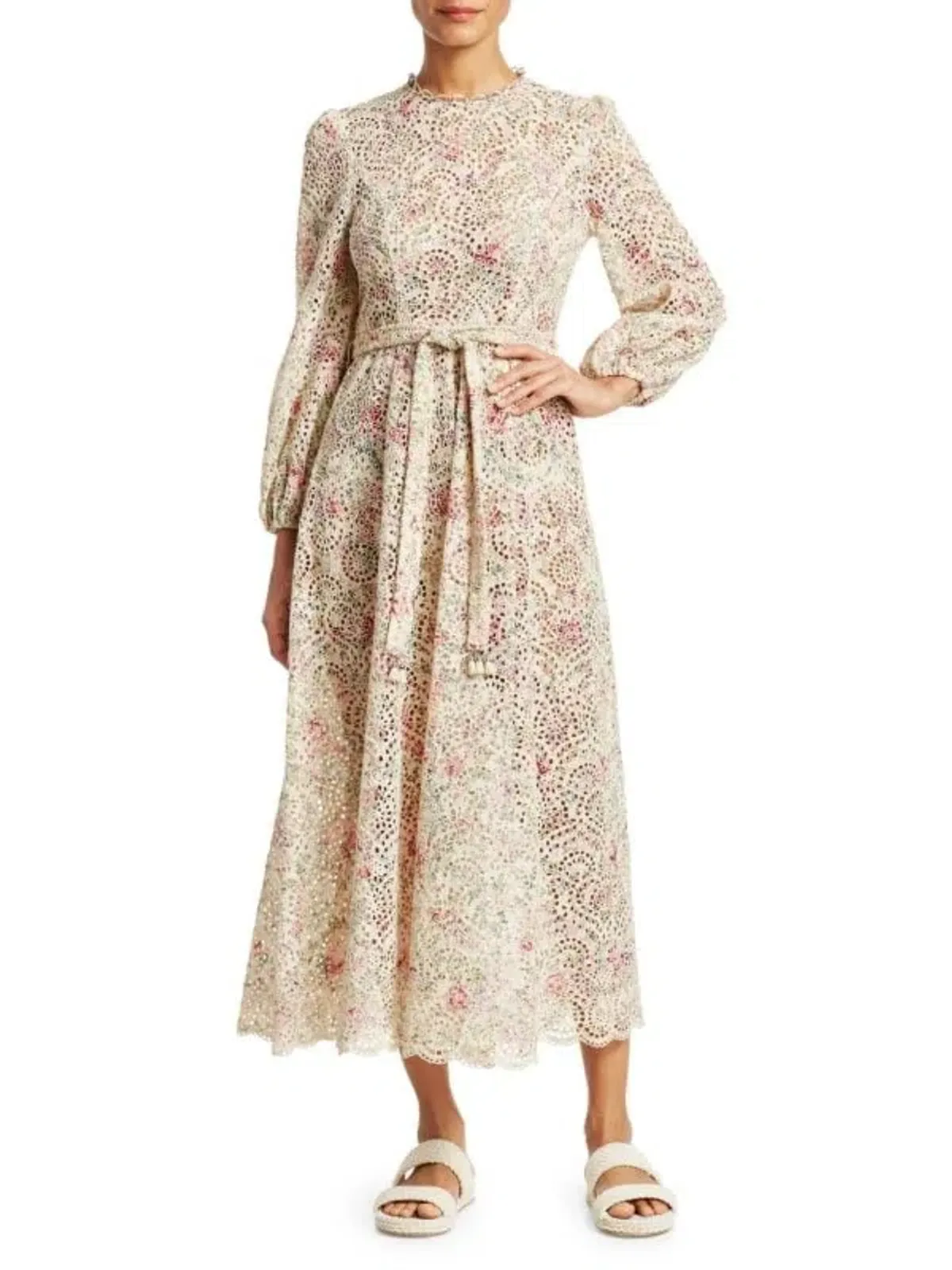 Zimmermann Honour High Neck Dress Cream Floral Size 1/AU 10 - Image 2