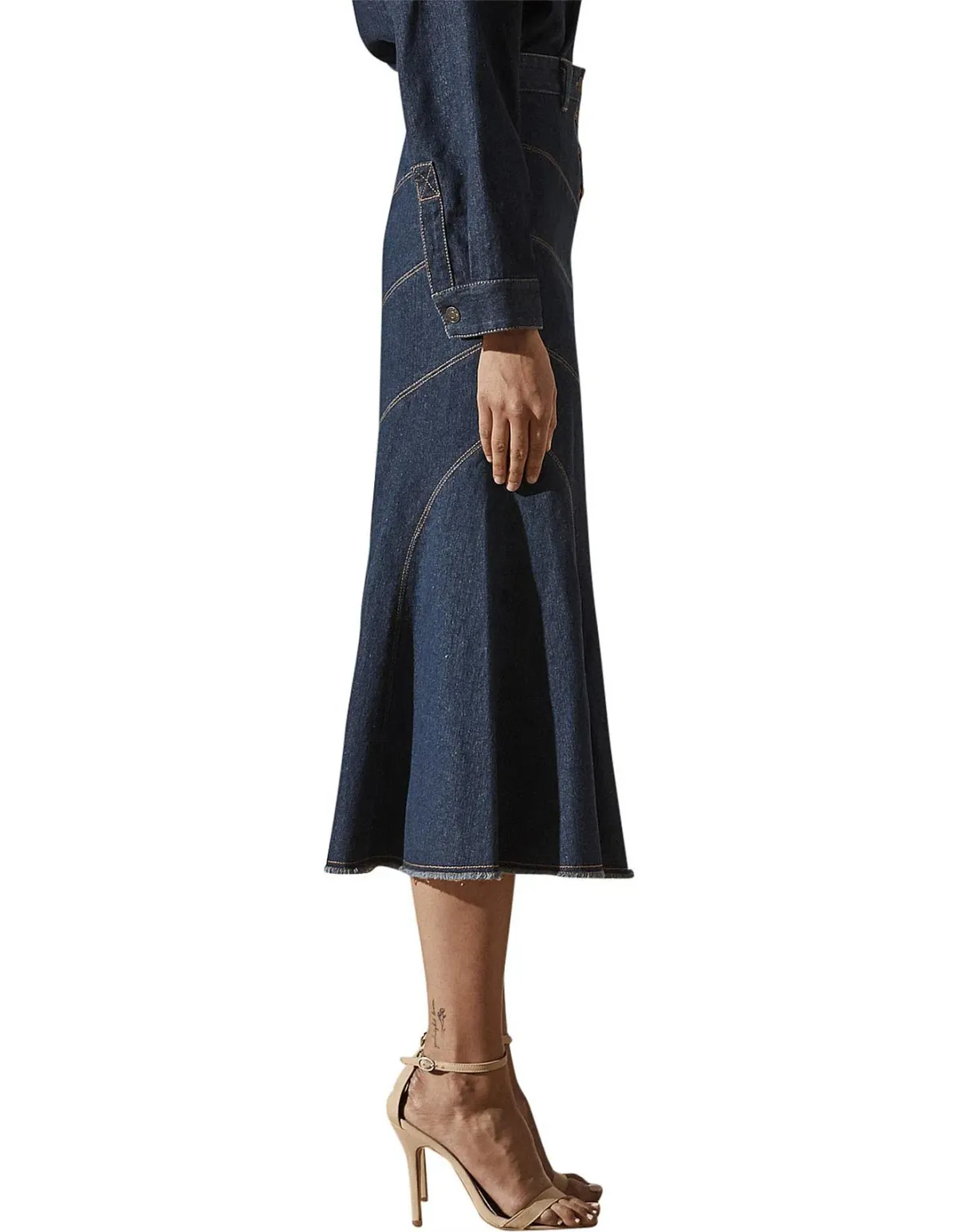 Shona Joy Emerson Contour Denim Midi Skirt Denim Blue Size 10 - Image 3