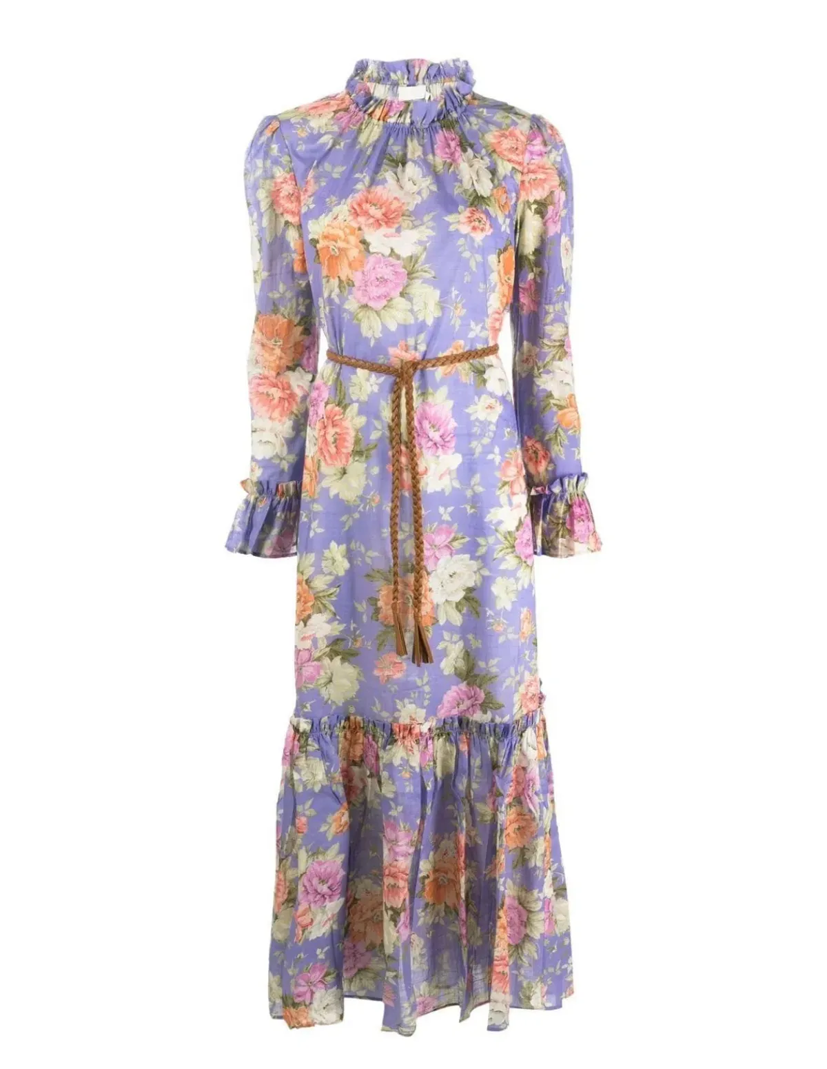 Zimmermann Pattie Frill Midi Dress Purple Size AU 8 - Image 3