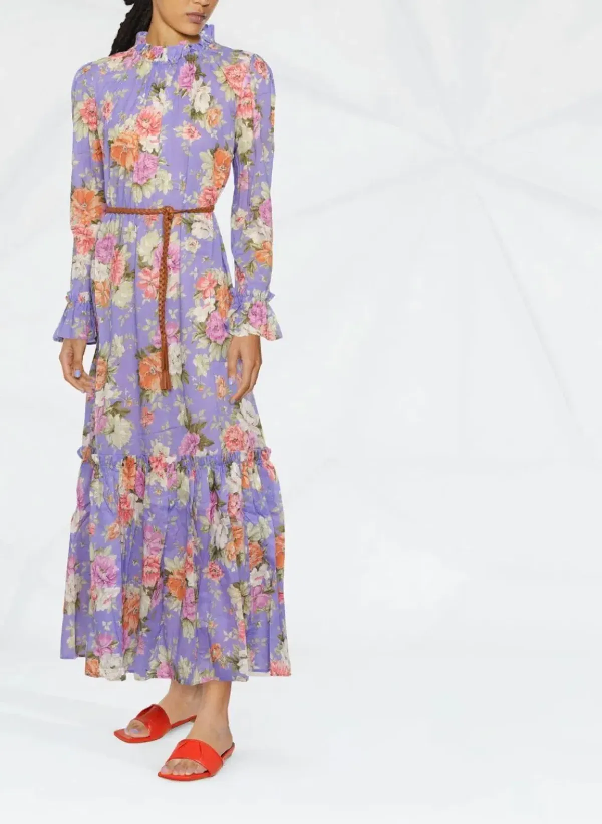 Zimmermann Pattie Frill Midi Dress Purple Size AU 8 - Image 1