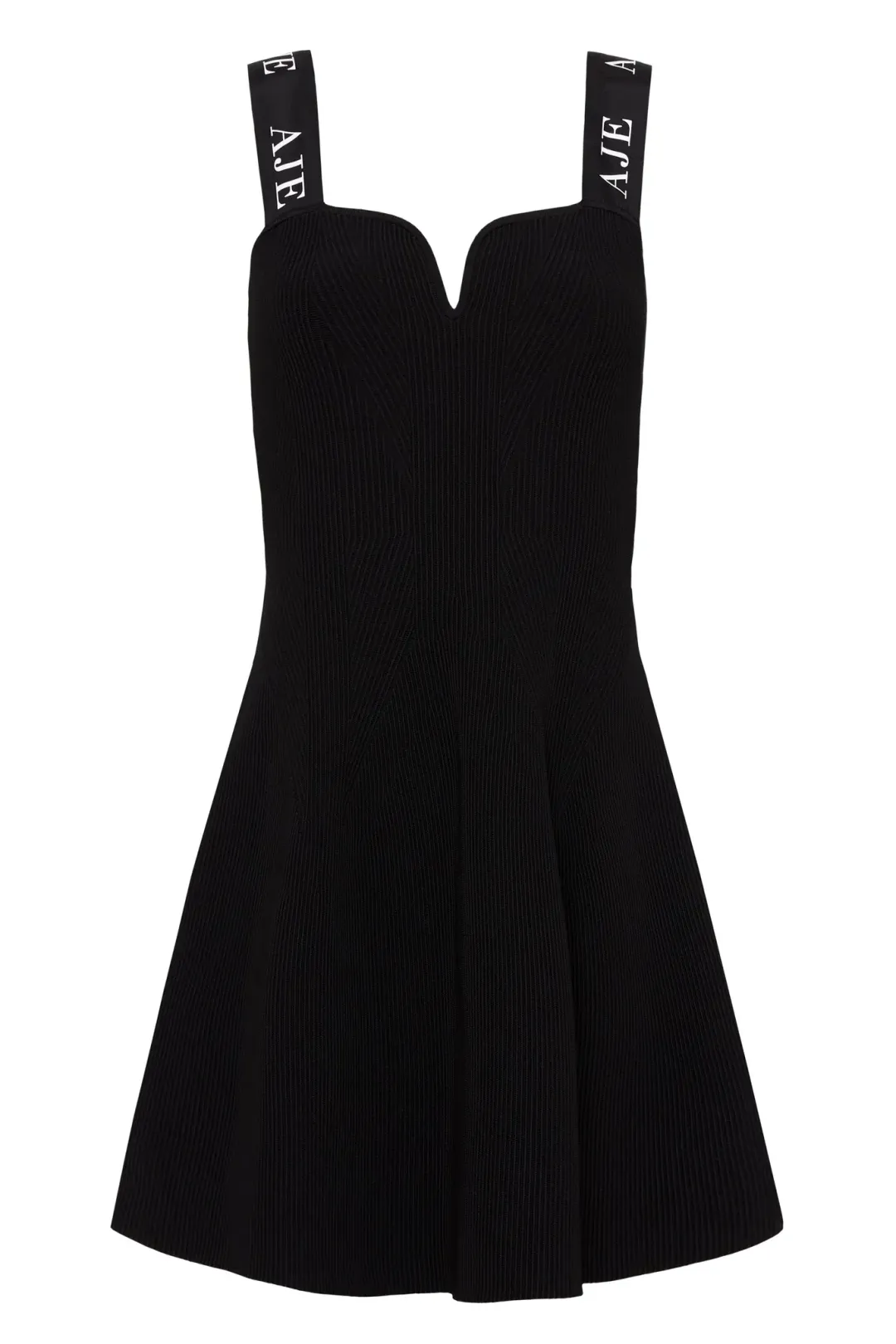 Aje Amber Knit Tie Shoulder Mini Dress Black Size Small for rent on The Volte - main image