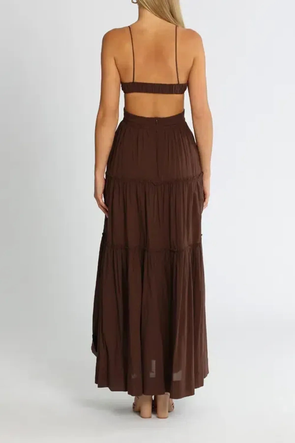 Bec & Bridge Carla V Maxi Dress Brown Size 6  - Image 3