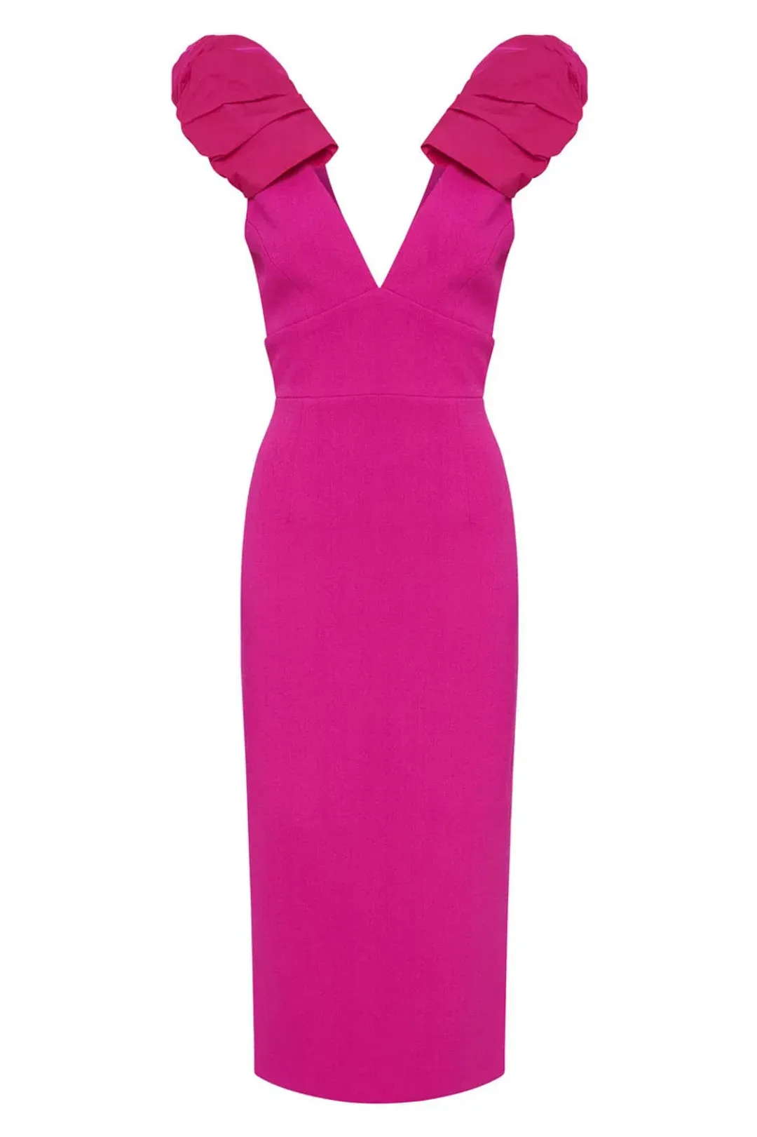 Rebecca Vallance Cupid's Bow Midi Dress Pink Size 8  for rent on The Volte - main image