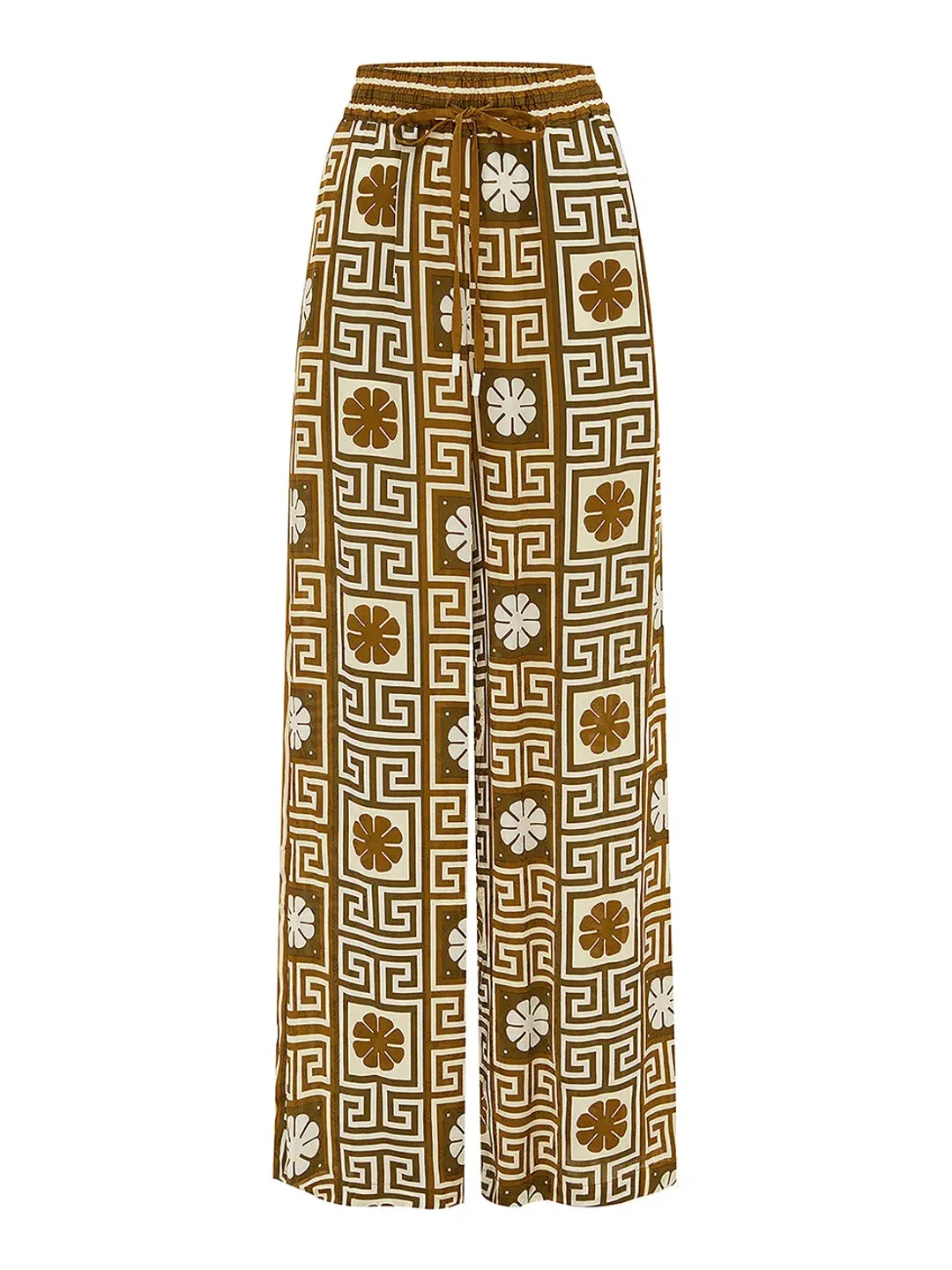 Alemais Dimi Jacquard Shirt and Pants Set Chocolate/Creme Size 10  for rent on The Volte - main image