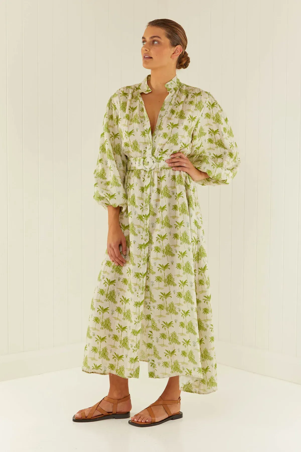Palm Noosa Noddy Dress Green Palms Print Green Size AU 10 - Image 2