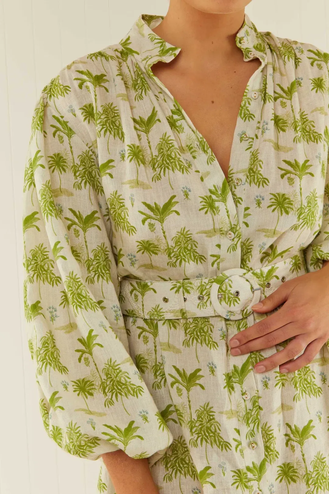 Palm Noosa Noddy Dress Green Palms Print Green Size AU 10 for rent on The Volte - main image