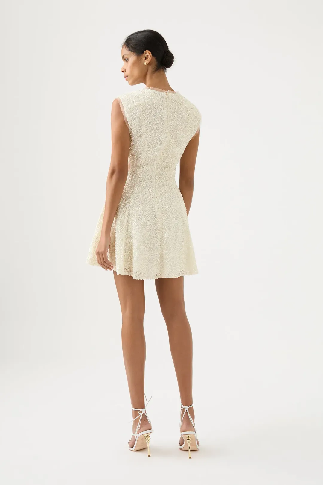 Aje Mirage Beaded Mini Dress Ivory Size 8 for rent on The Volte - main image