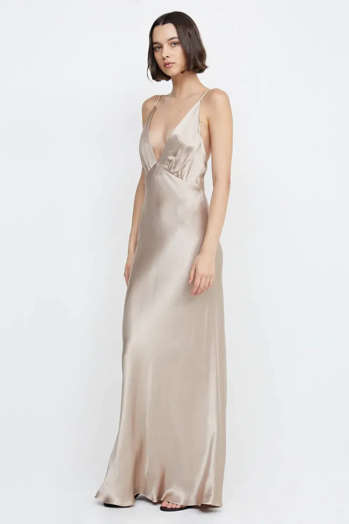 Bec & Bridge Lorelai V Maxi Dress Smoke Taupe Size 8  - Image 4