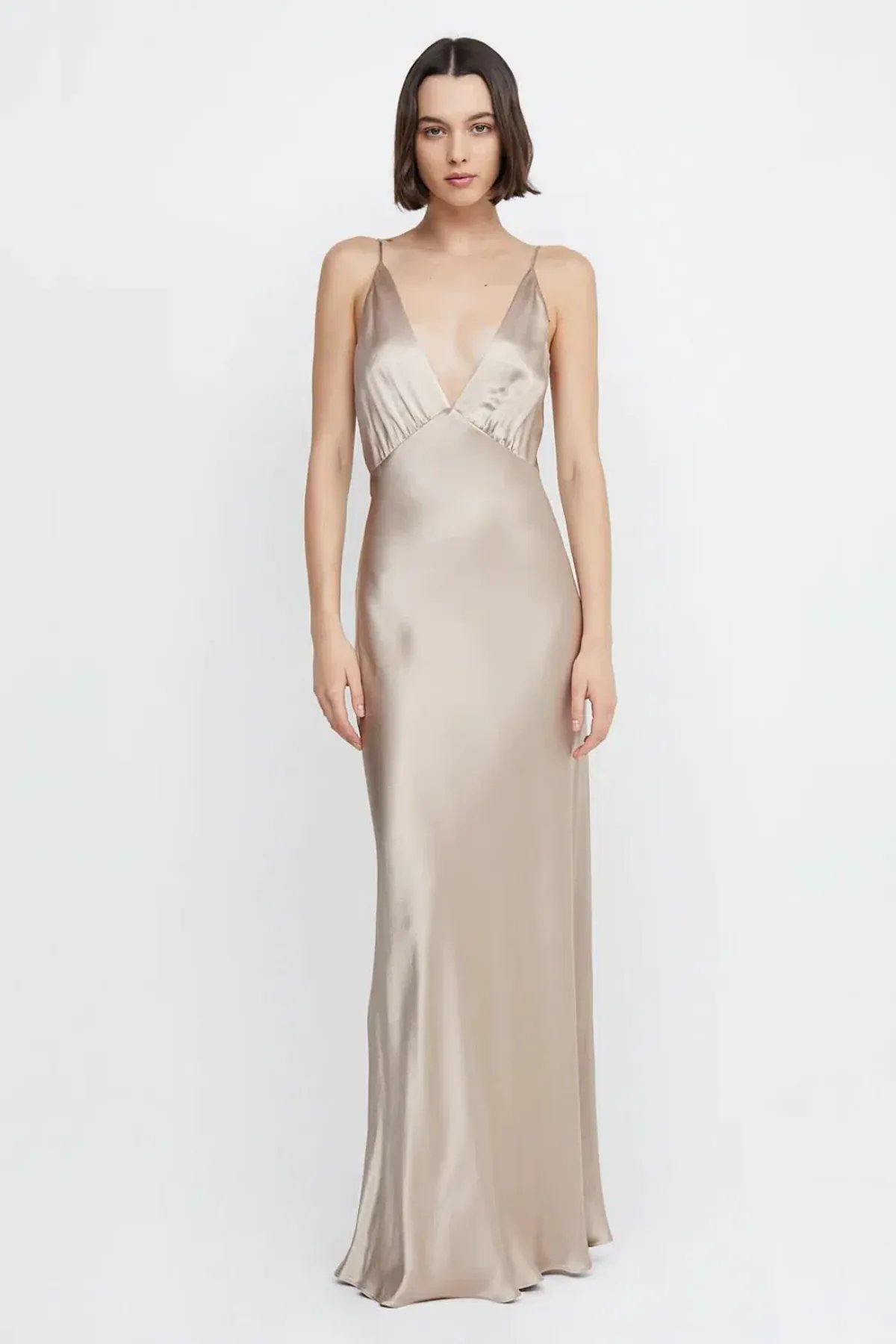 Bec & Bridge Lorelai V Maxi Dress Smoke Taupe Size 8  - Image 1