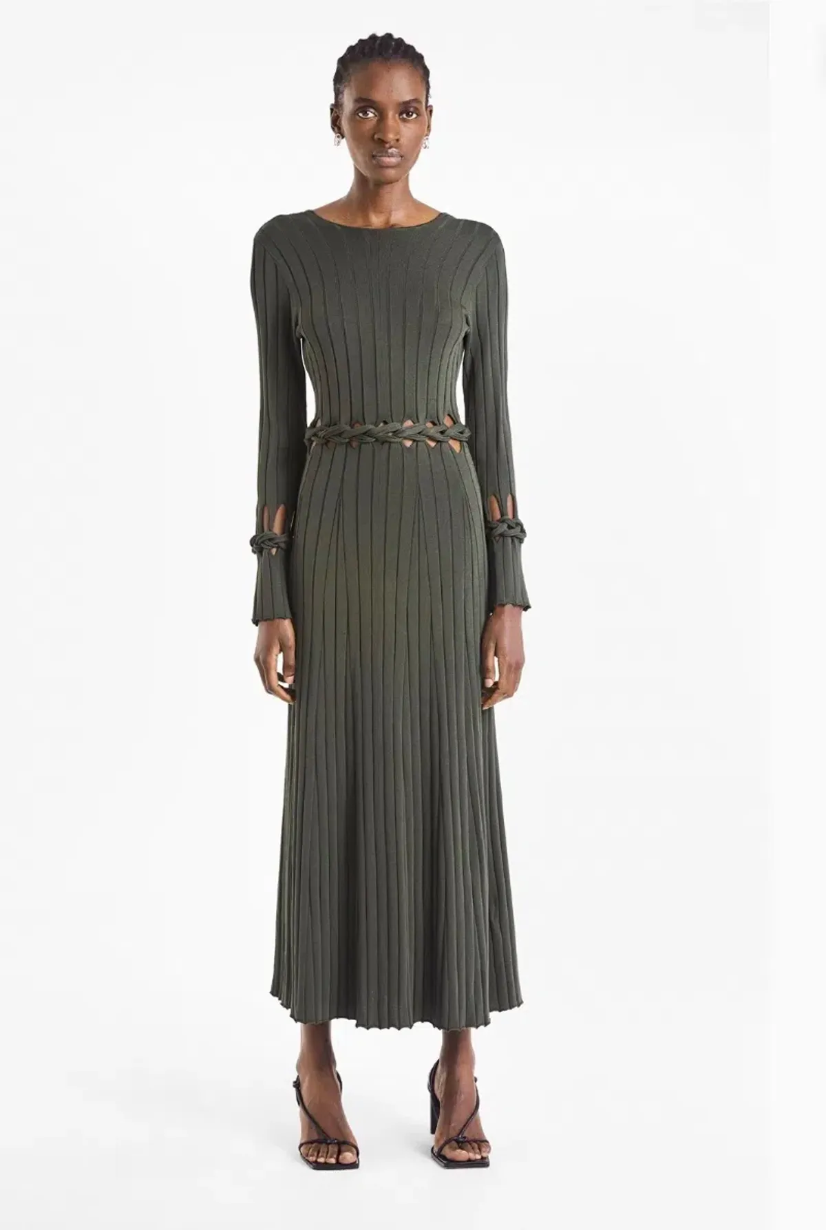 Dion Lee Radiance Rib Braid LS Dress Olive Size 8 - Image 1