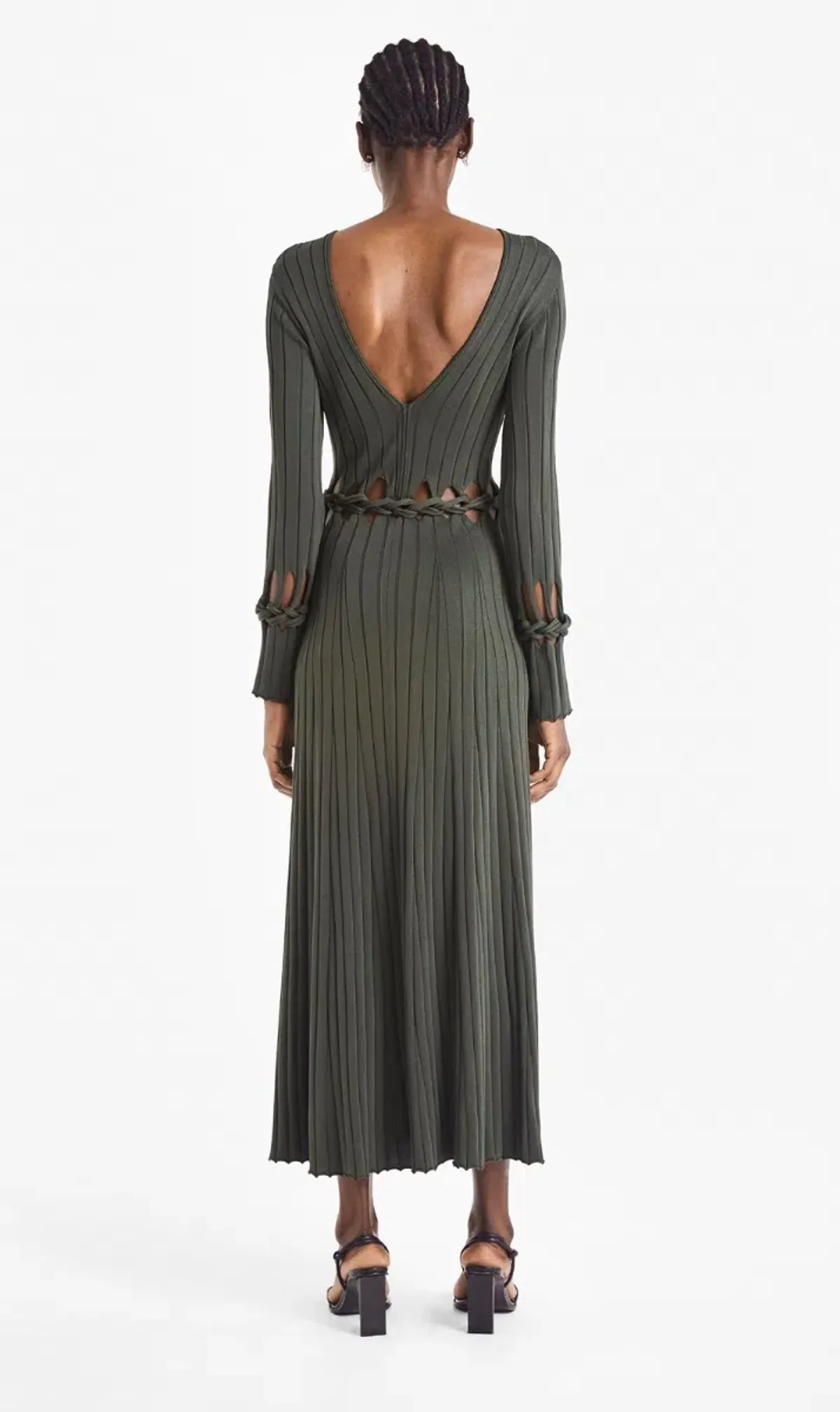 Dion Lee Radiance Rib Braid LS Dress Olive Size 8 - Image 2