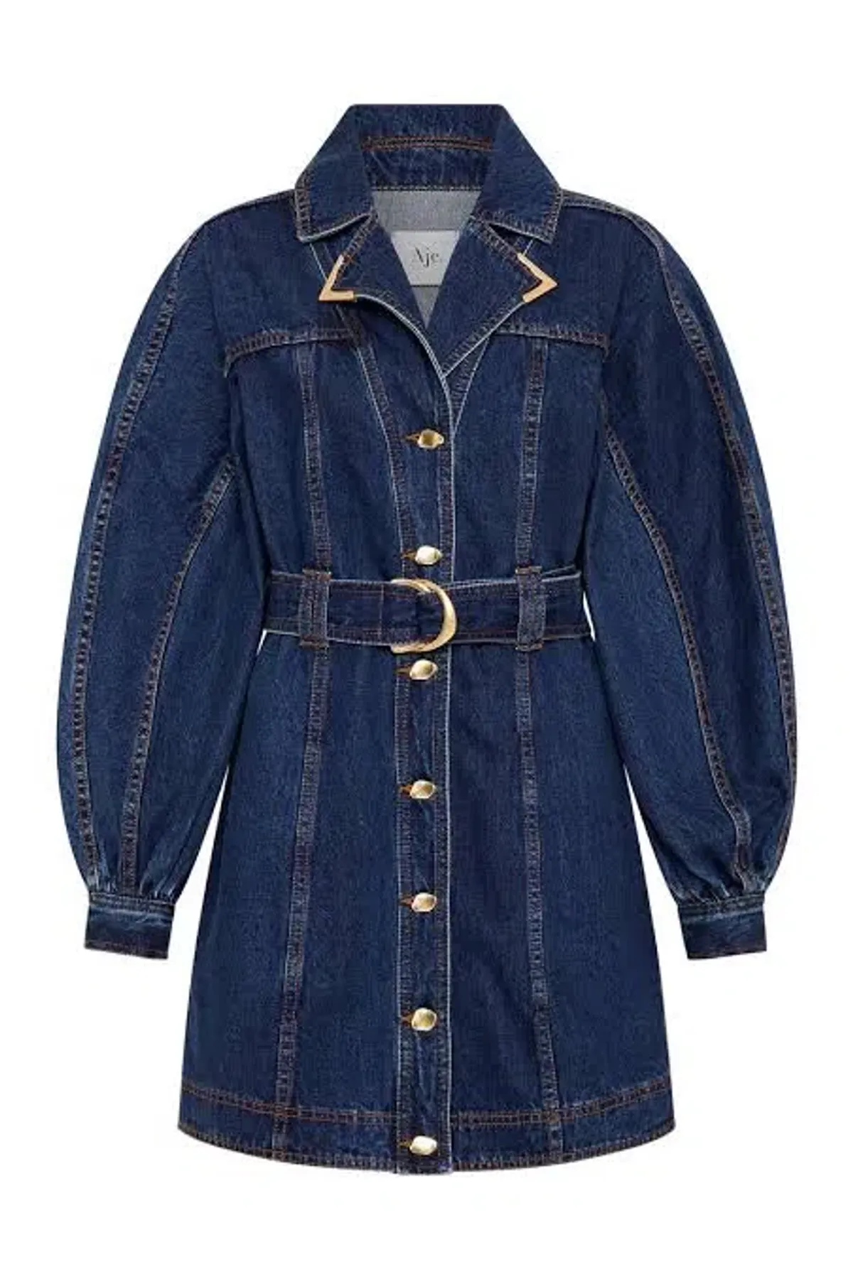 Aje Elena Belted Denim Mini Dress Washed Indigo Size 10 / M - Image 3