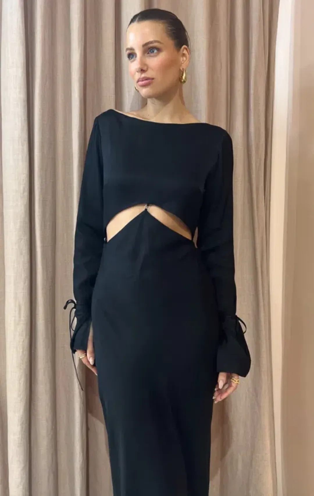 Bec & Bridge Diamond Days Long Sleeve Maxi Dress Black Size 10 / M for rent on The Volte - main image