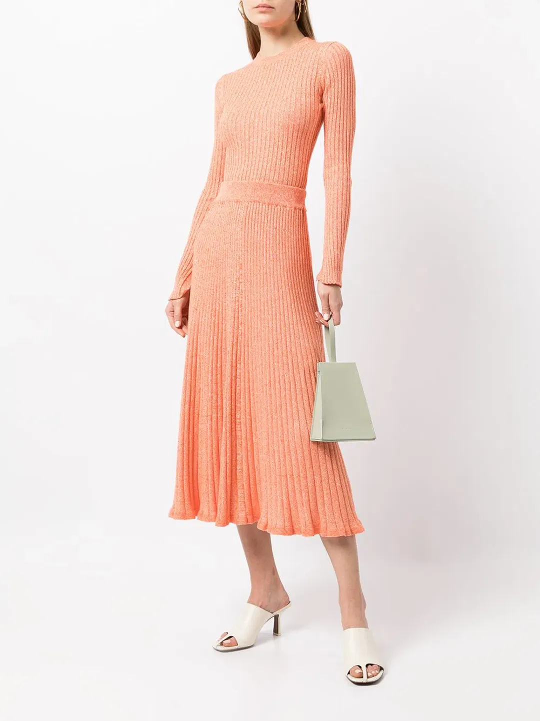 Anna Quan Elesha Top and Felicia Skirt Ribbed Knit Set Orange Zest Size AU 6 for rent on The Volte - main image