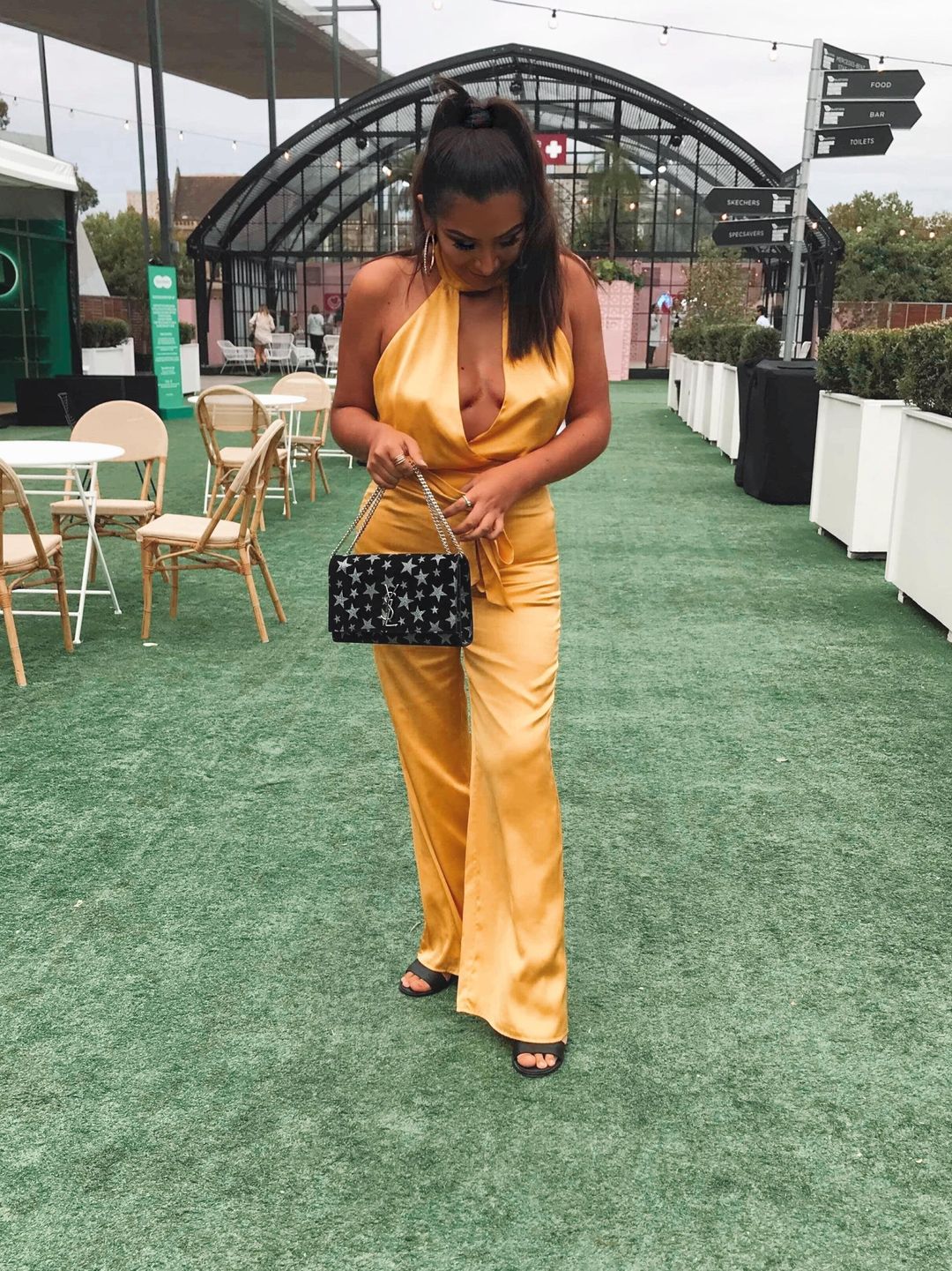 LPA Halter yellow jumpsuit size 8 for rent on The Volte - main image