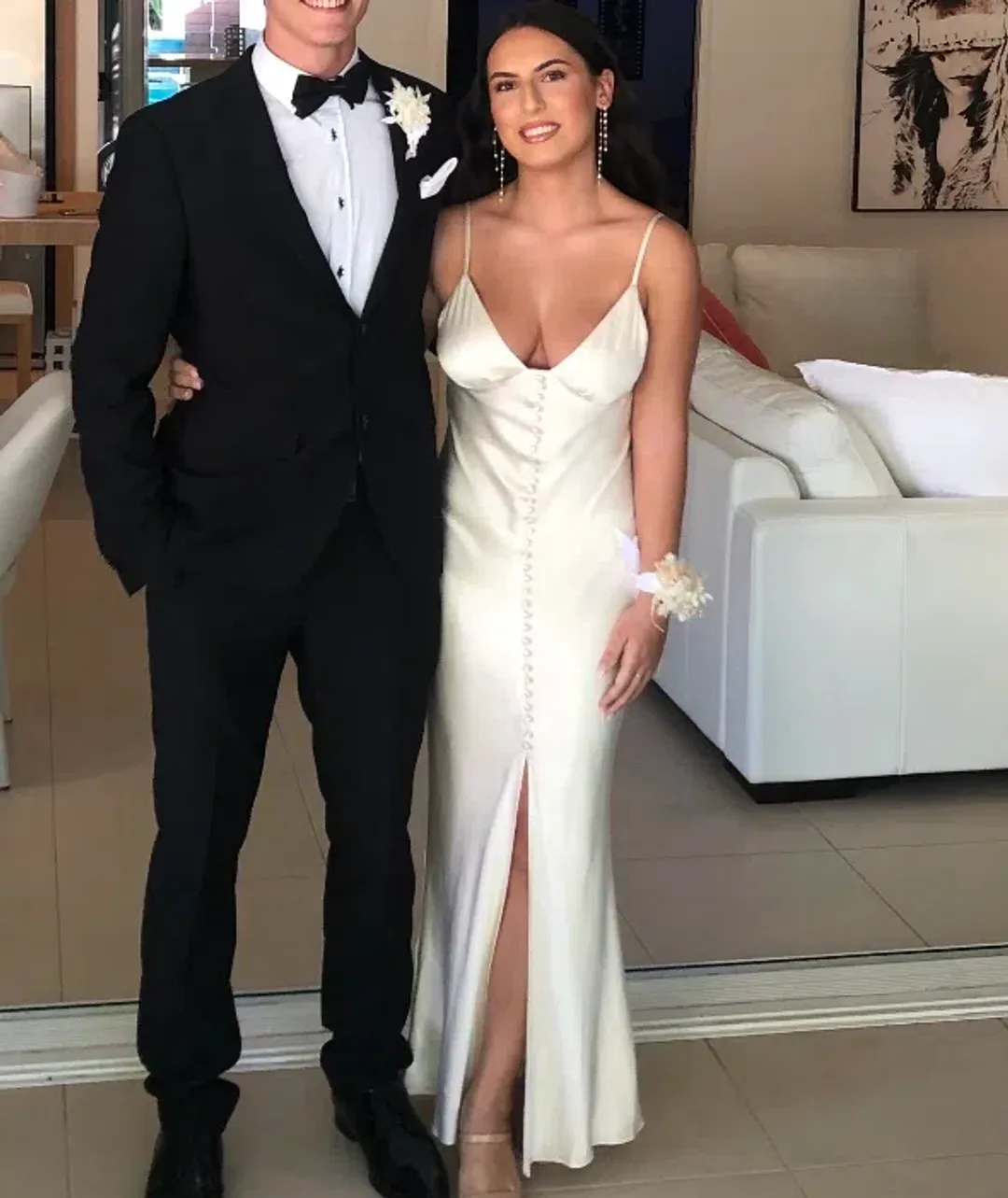 Shona Joy La Lune Bias Slip Maxi Dress Cream Size 8 for rent on The Volte - main image