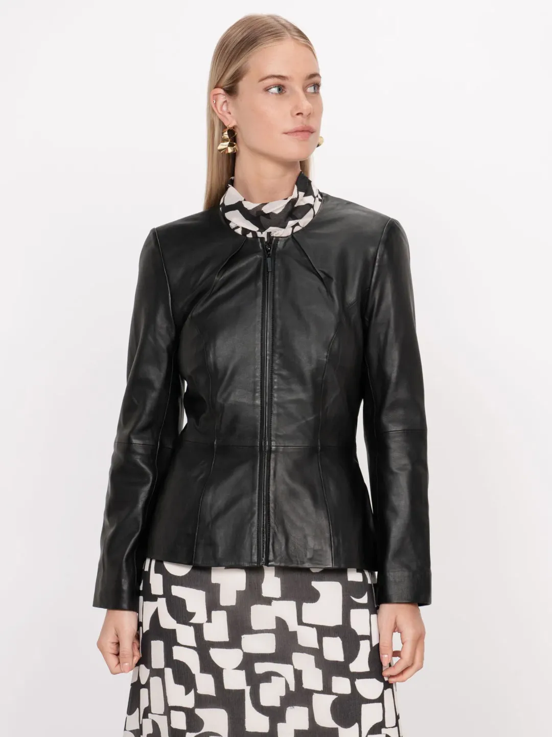 Veronica Maine Soft Leather Jacket Black Size 12 for rent on The Volte - main image